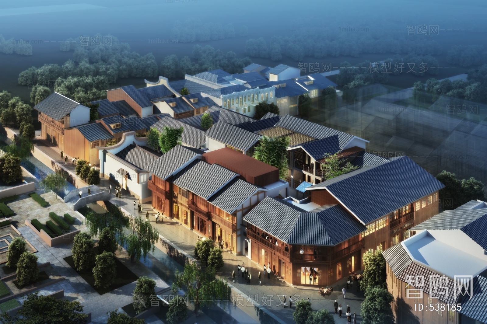 New Chinese Style Architectural Bird's-eye View Planning