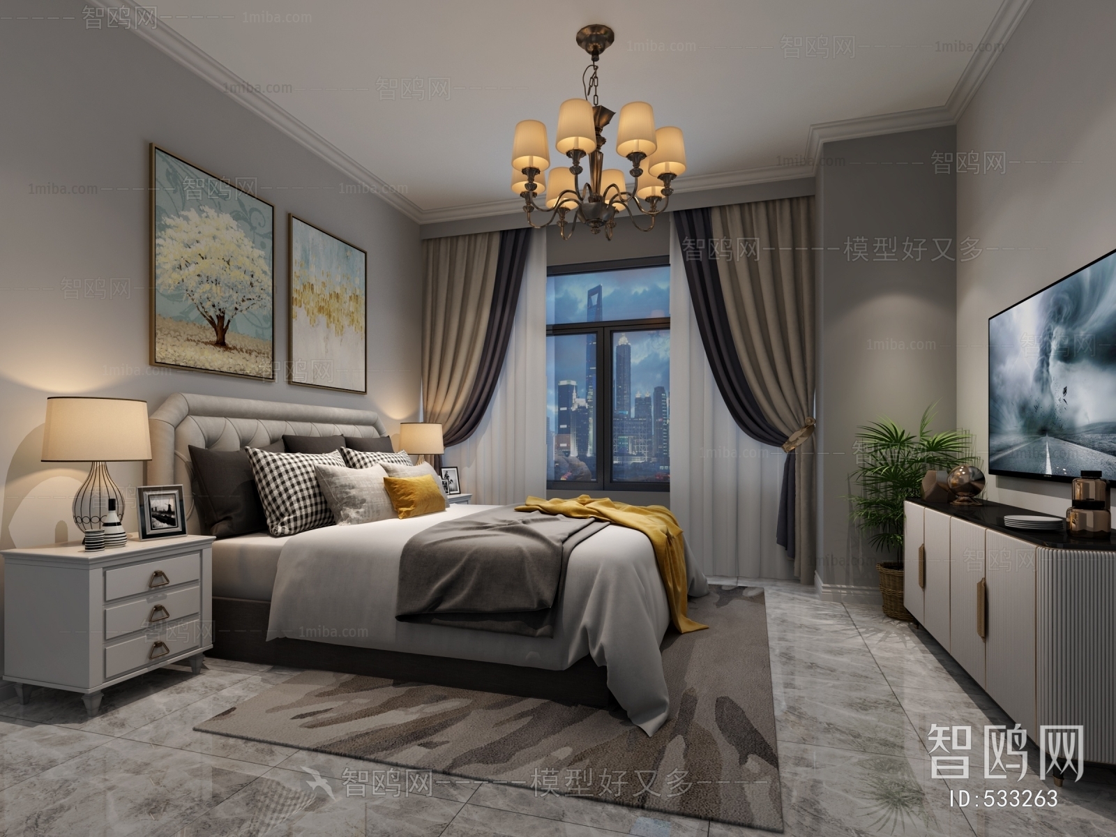 Simple European Style Bedroom