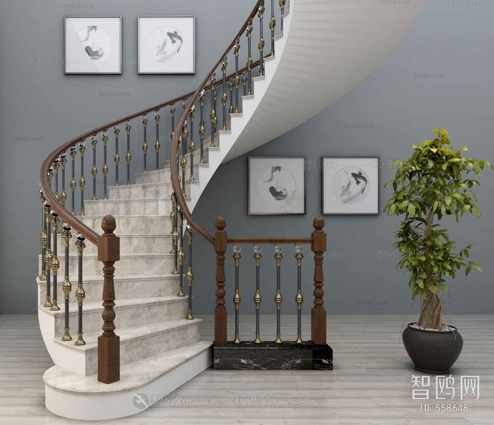 Simple European Style Rotating Staircase