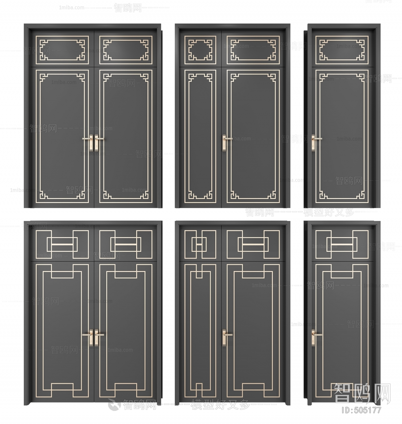 New Chinese Style Unequal Double Door