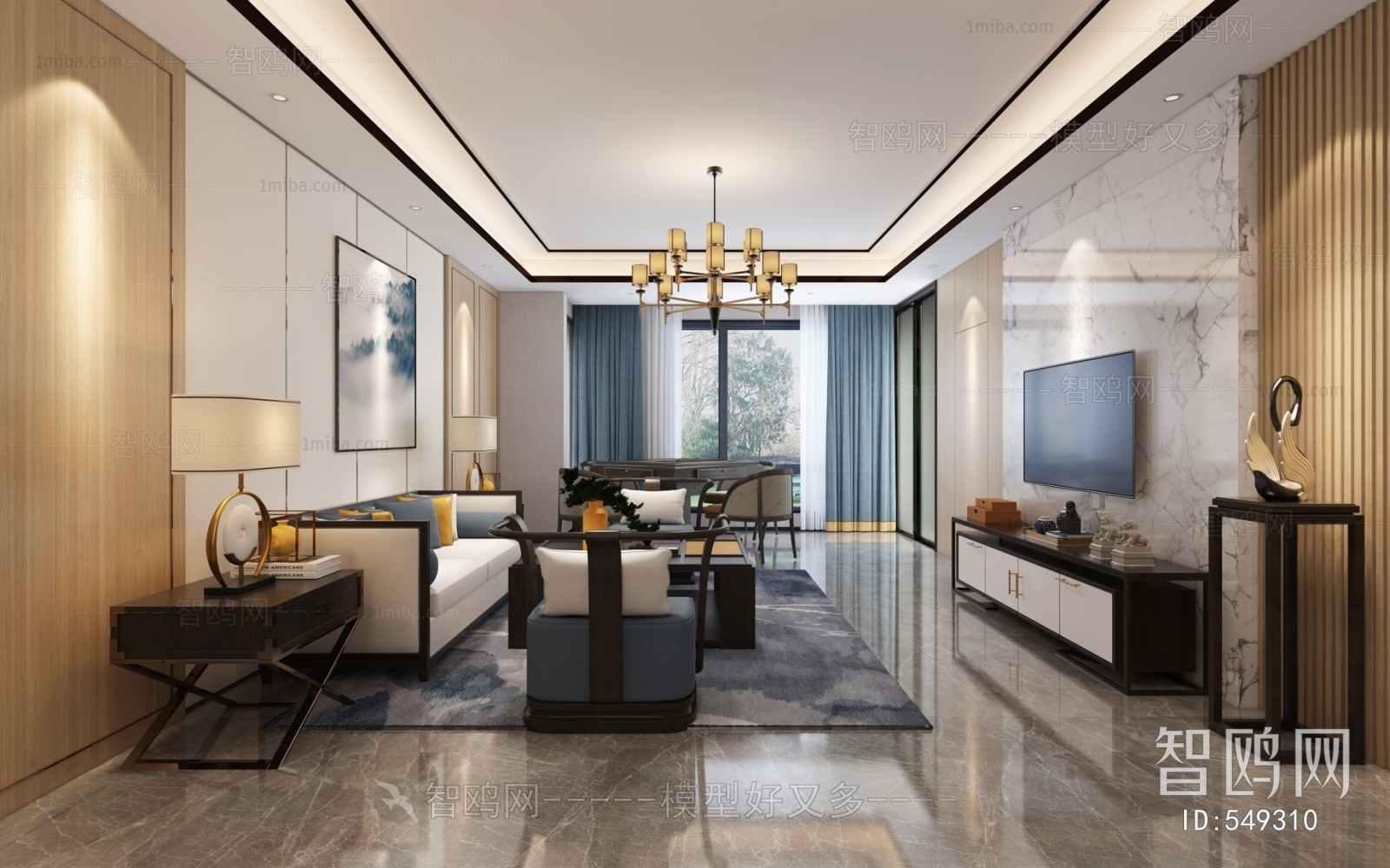 New Chinese Style A Living Room