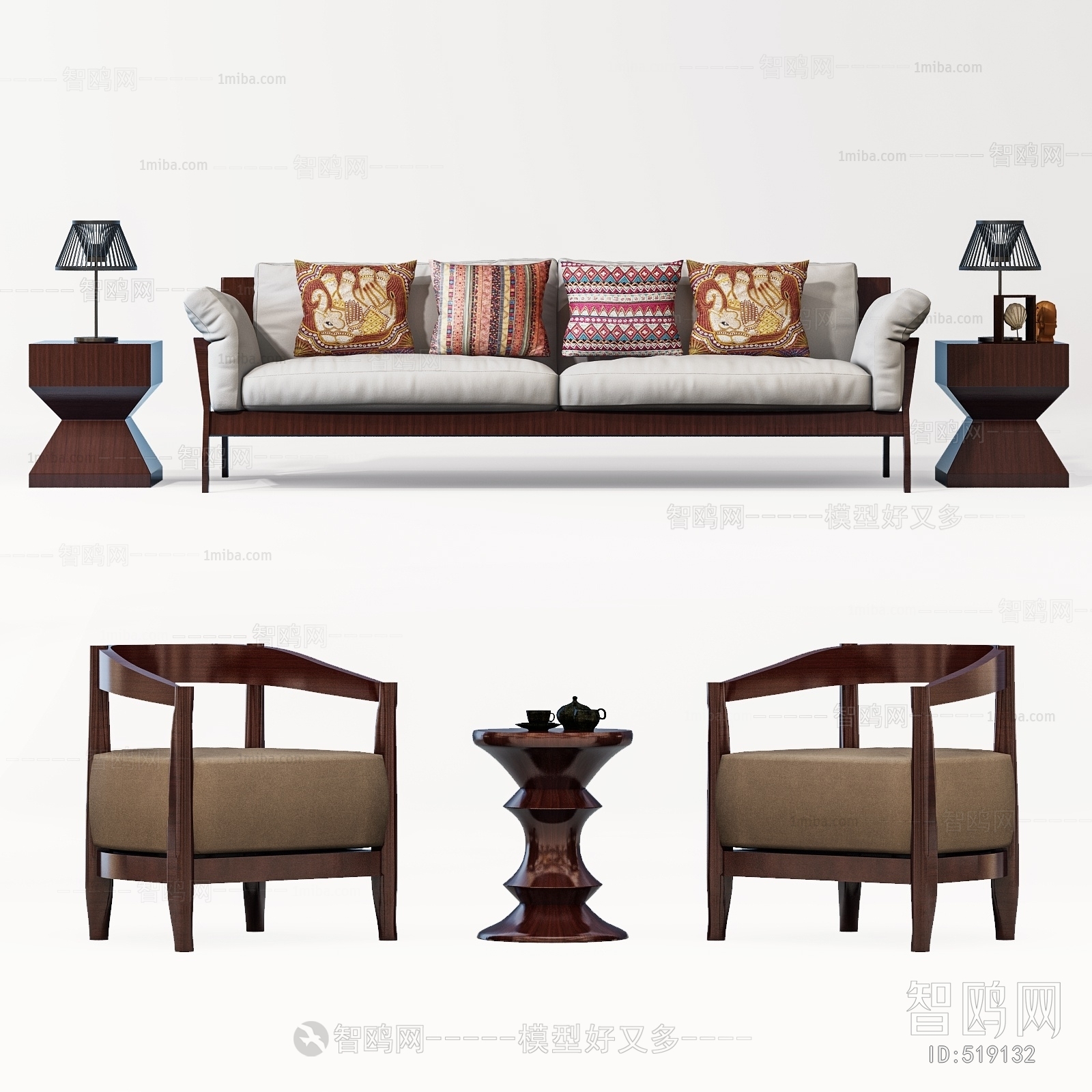 New Chinese Style Multi Person Sofa