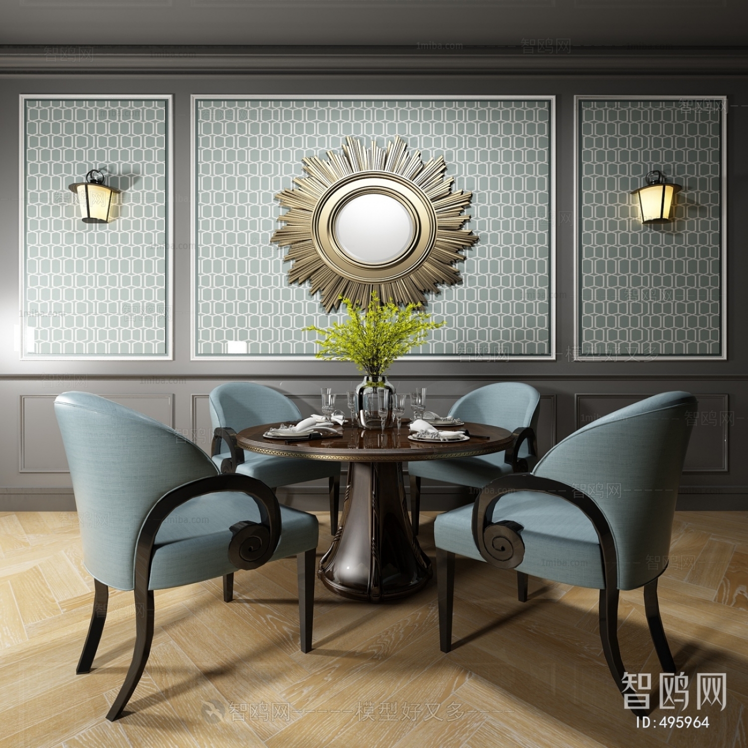 Simple European Style Dining Table And Chairs