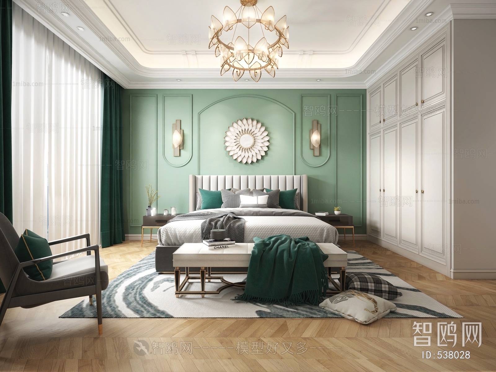 Simple European Style Bedroom