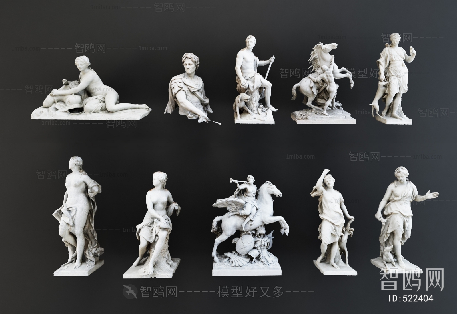 欧式罗马人物雕塑摆件组合