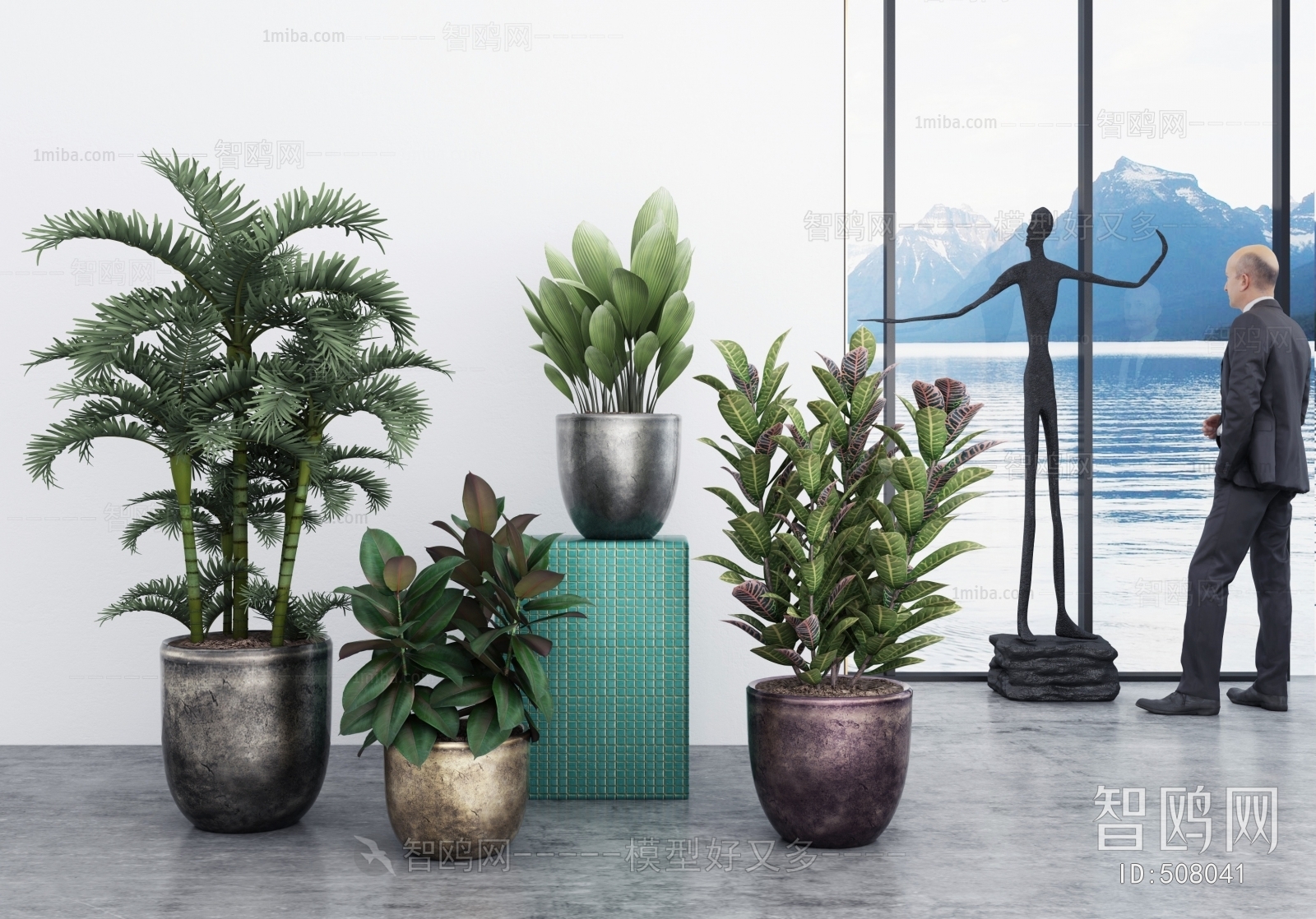 Modern Potted Green Plant