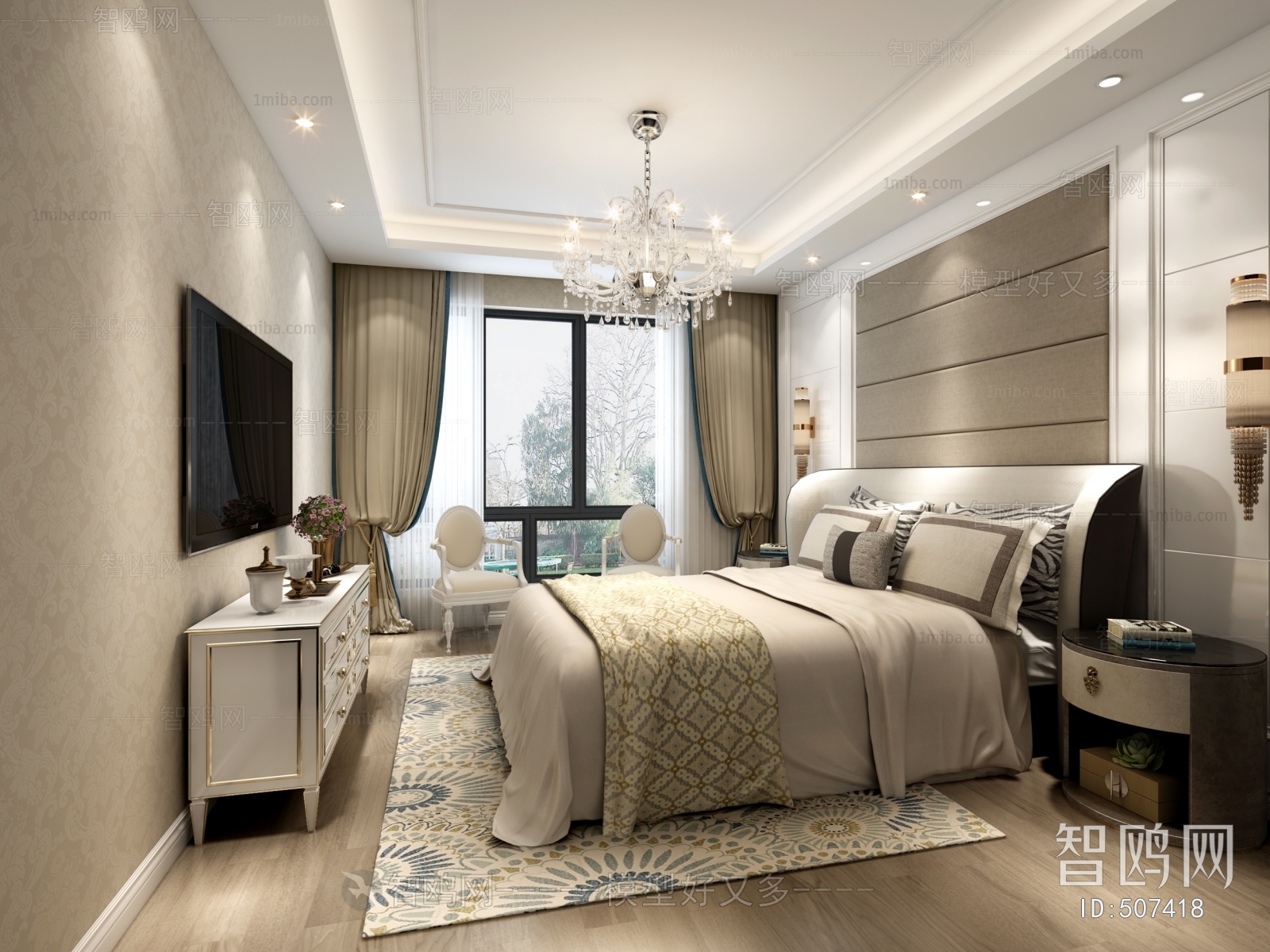 Simple European Style Bedroom