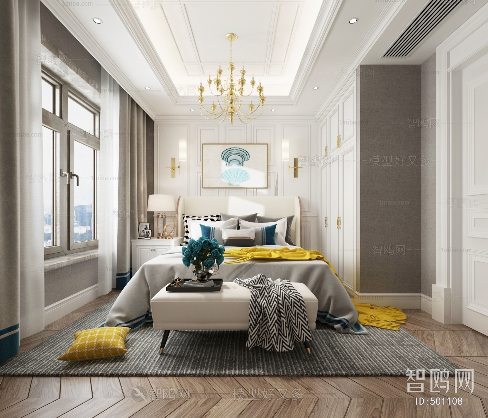 Simple European Style Bedroom