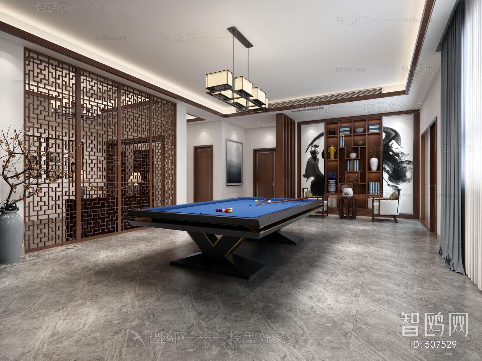 New Chinese Style Billiards Room