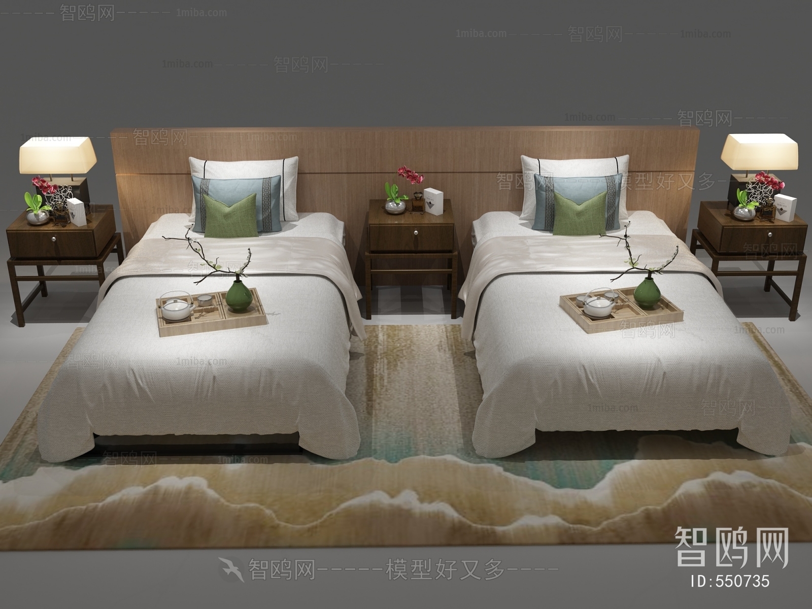 New Chinese Style Single Bed