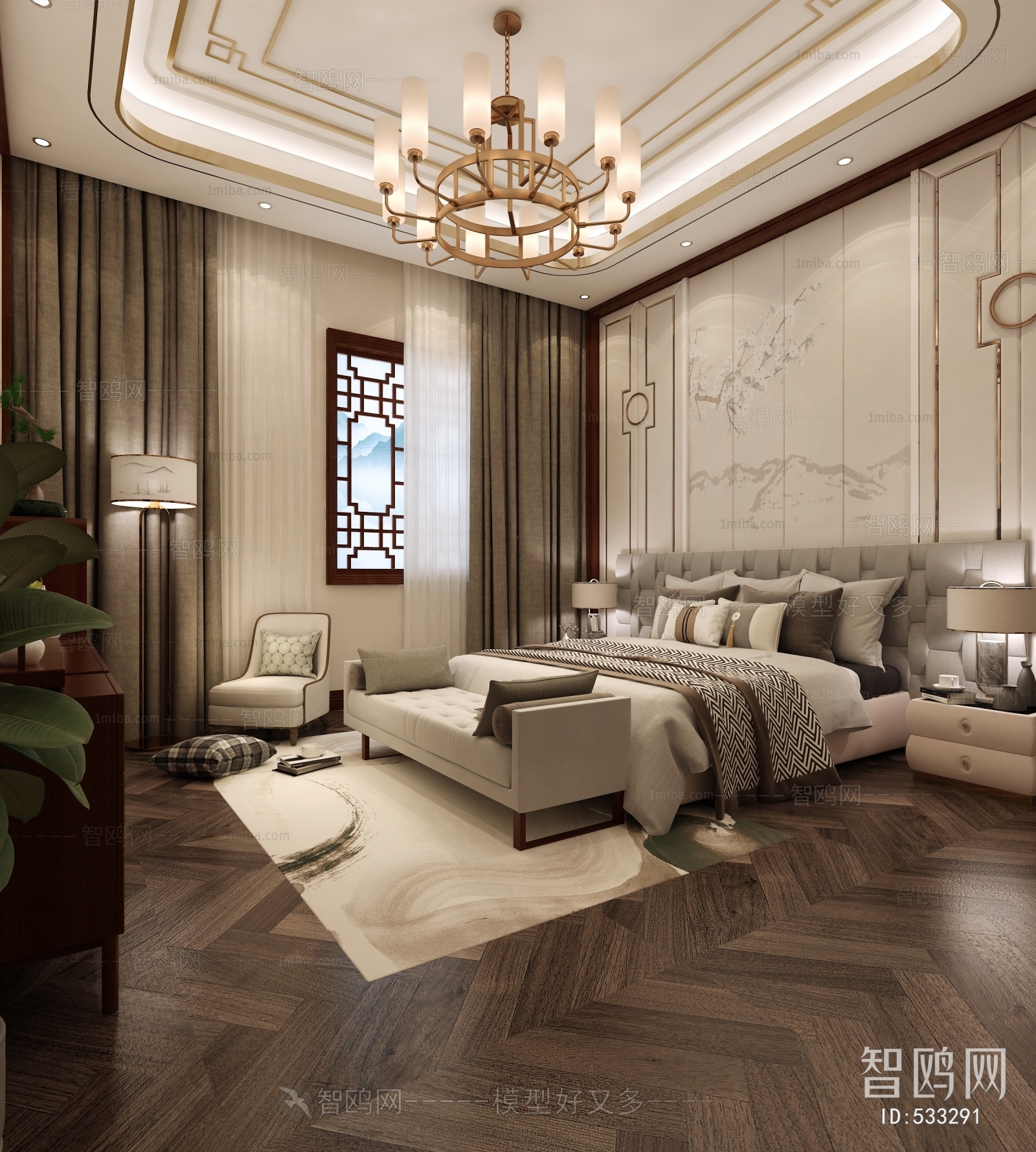 New Chinese Style Bedroom