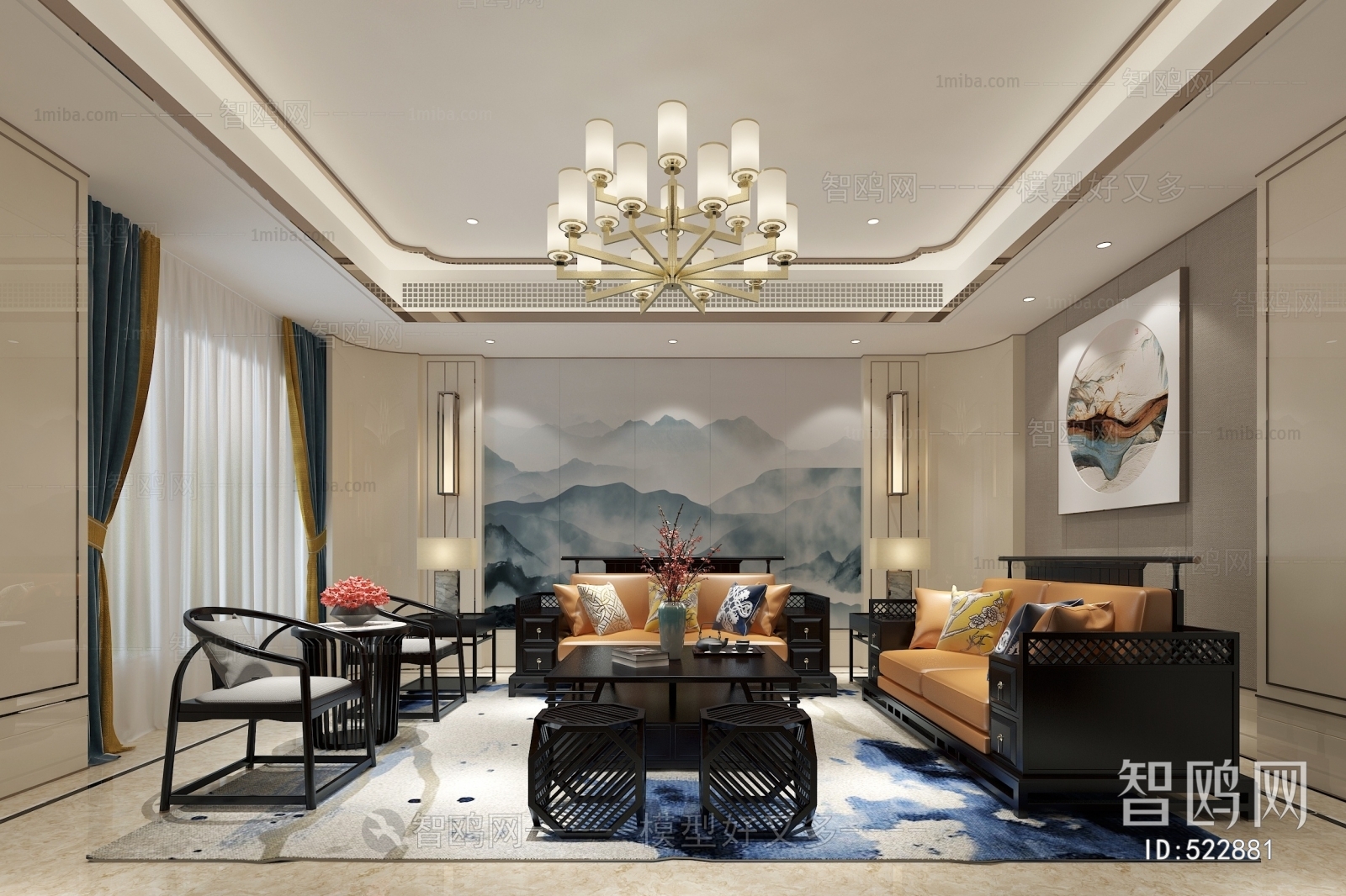 New Chinese Style A Living Room