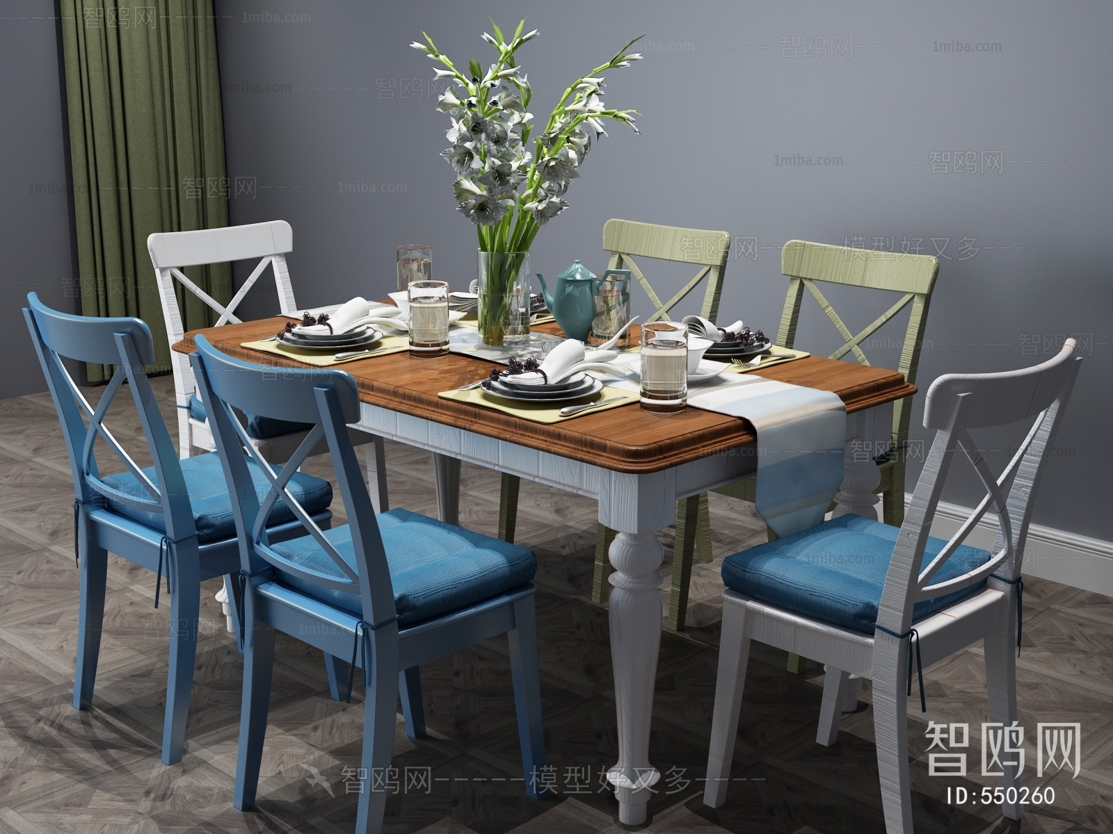 Mediterranean Style Dining Table And Chairs