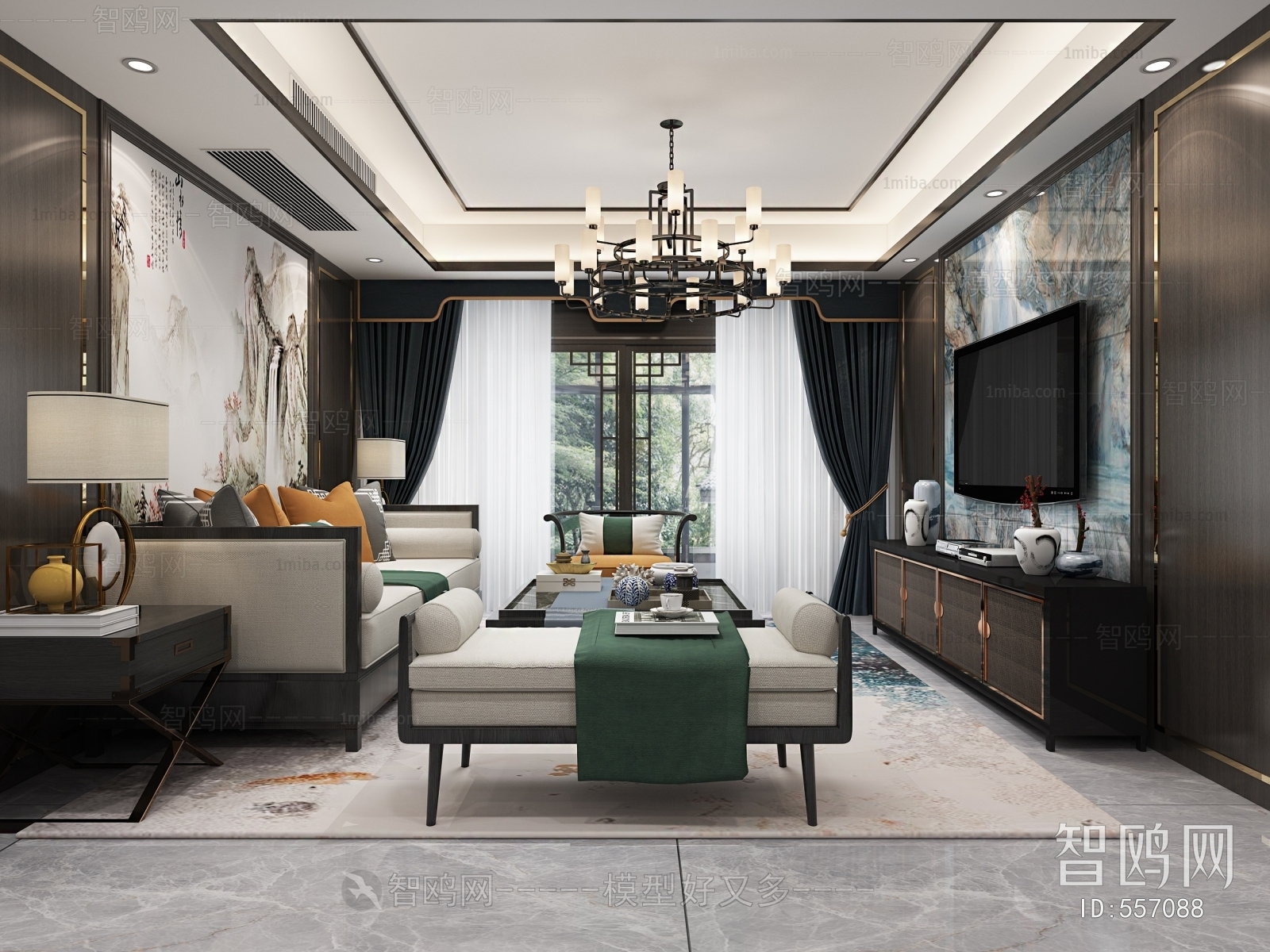 New Chinese Style A Living Room