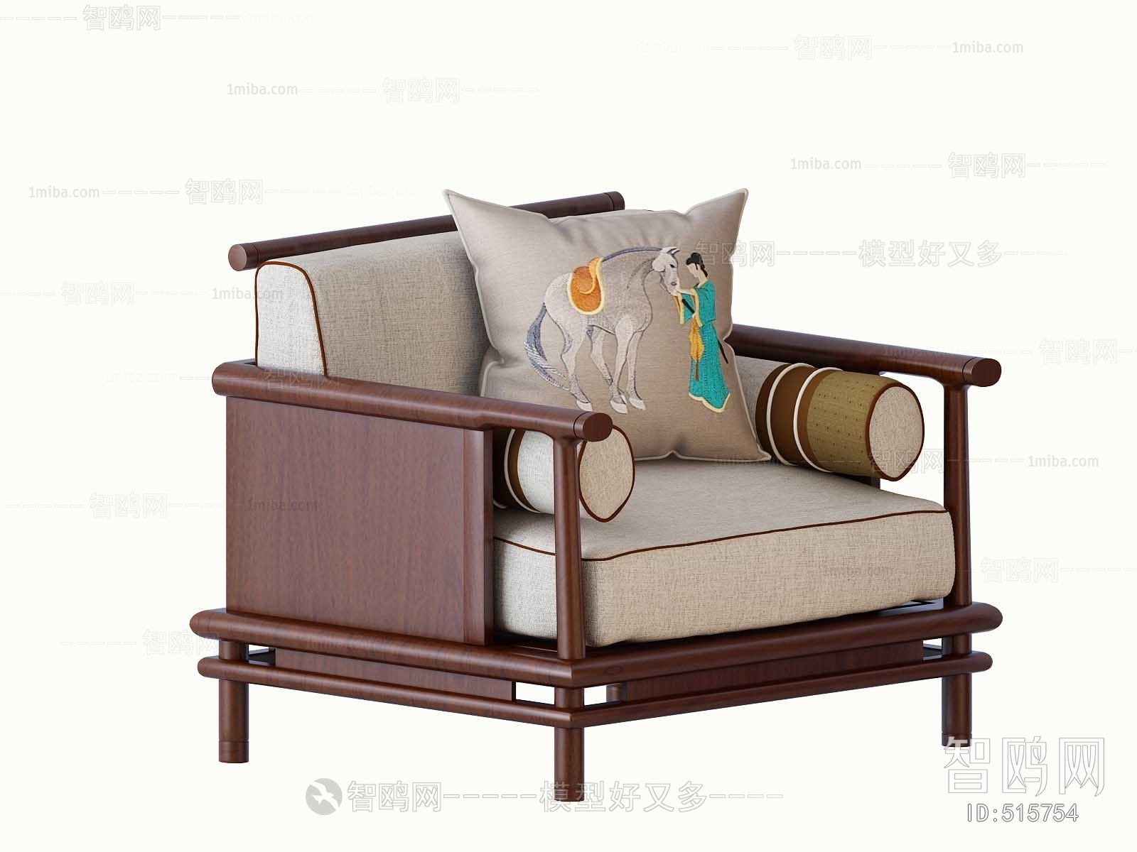 New Chinese Style Single Sofa