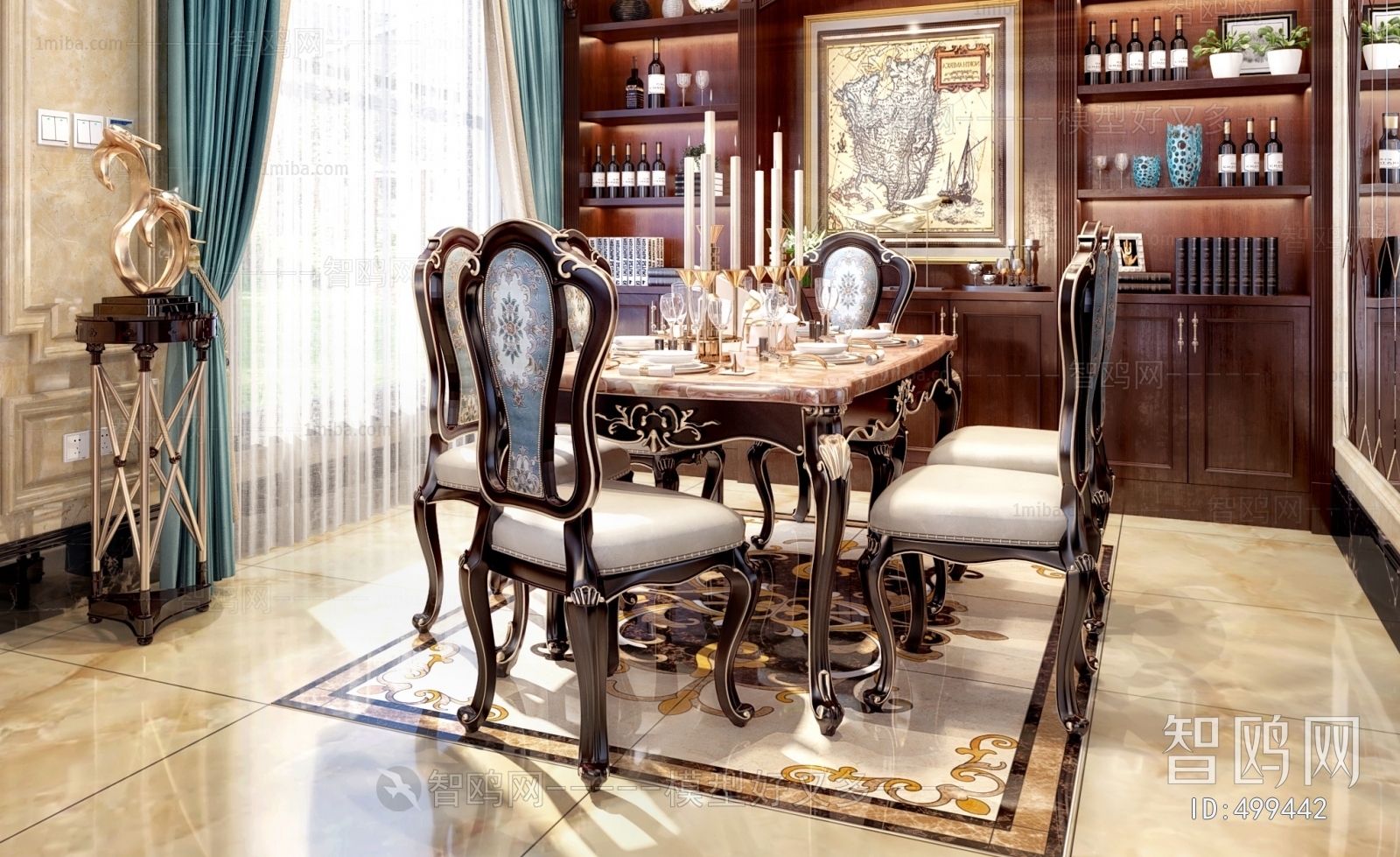 European Style Dining Table And Chairs