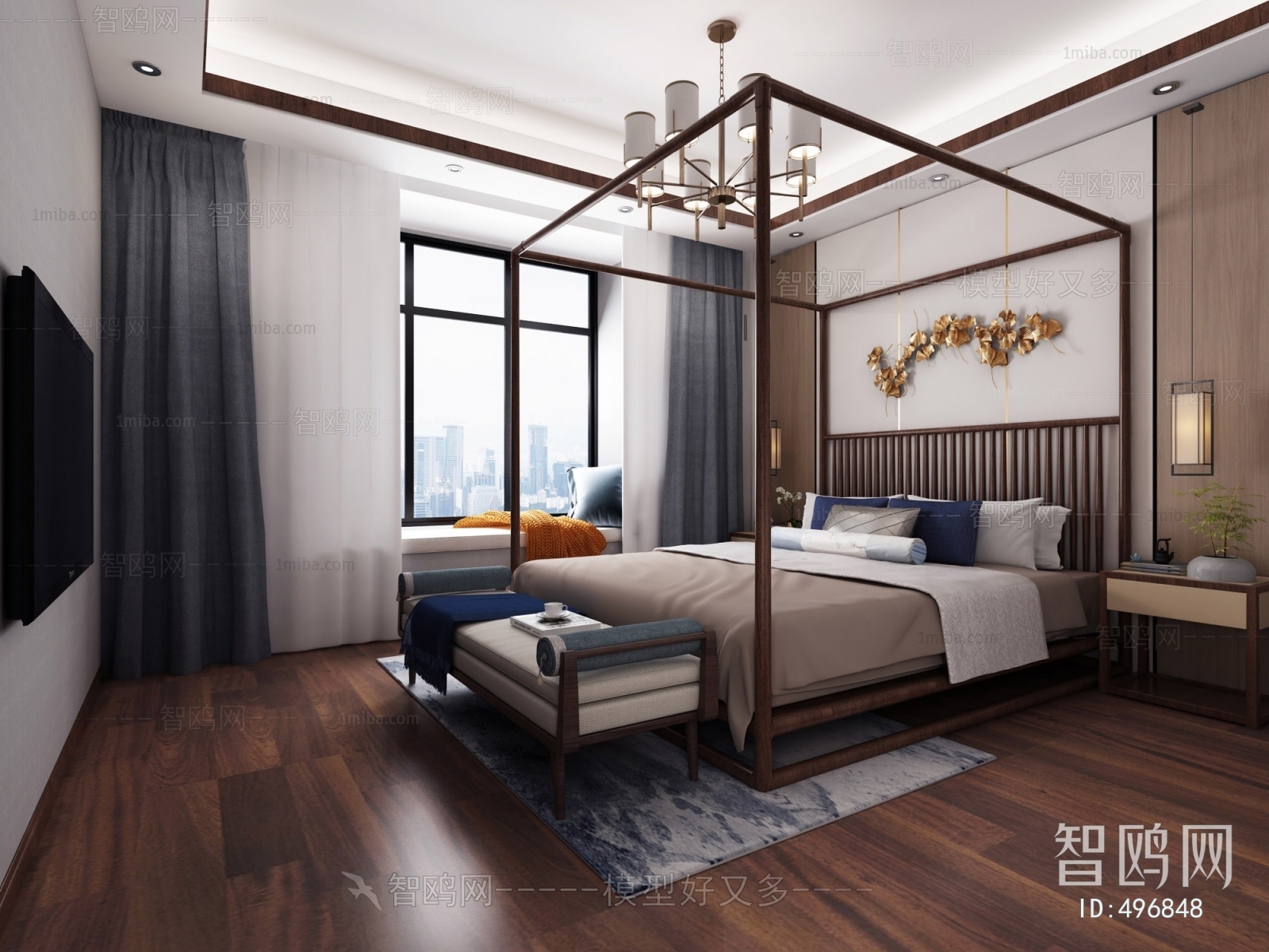 New Chinese Style Bedroom