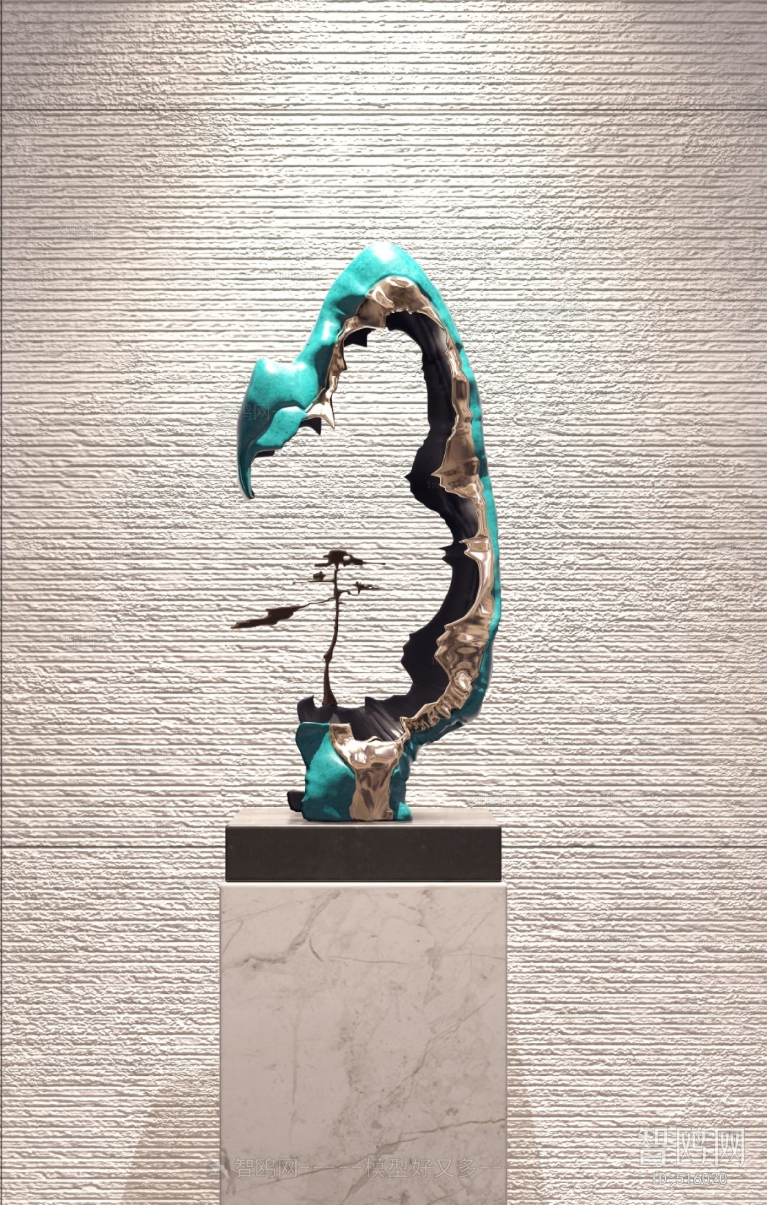 新中式雕塑摆件3D模型下载