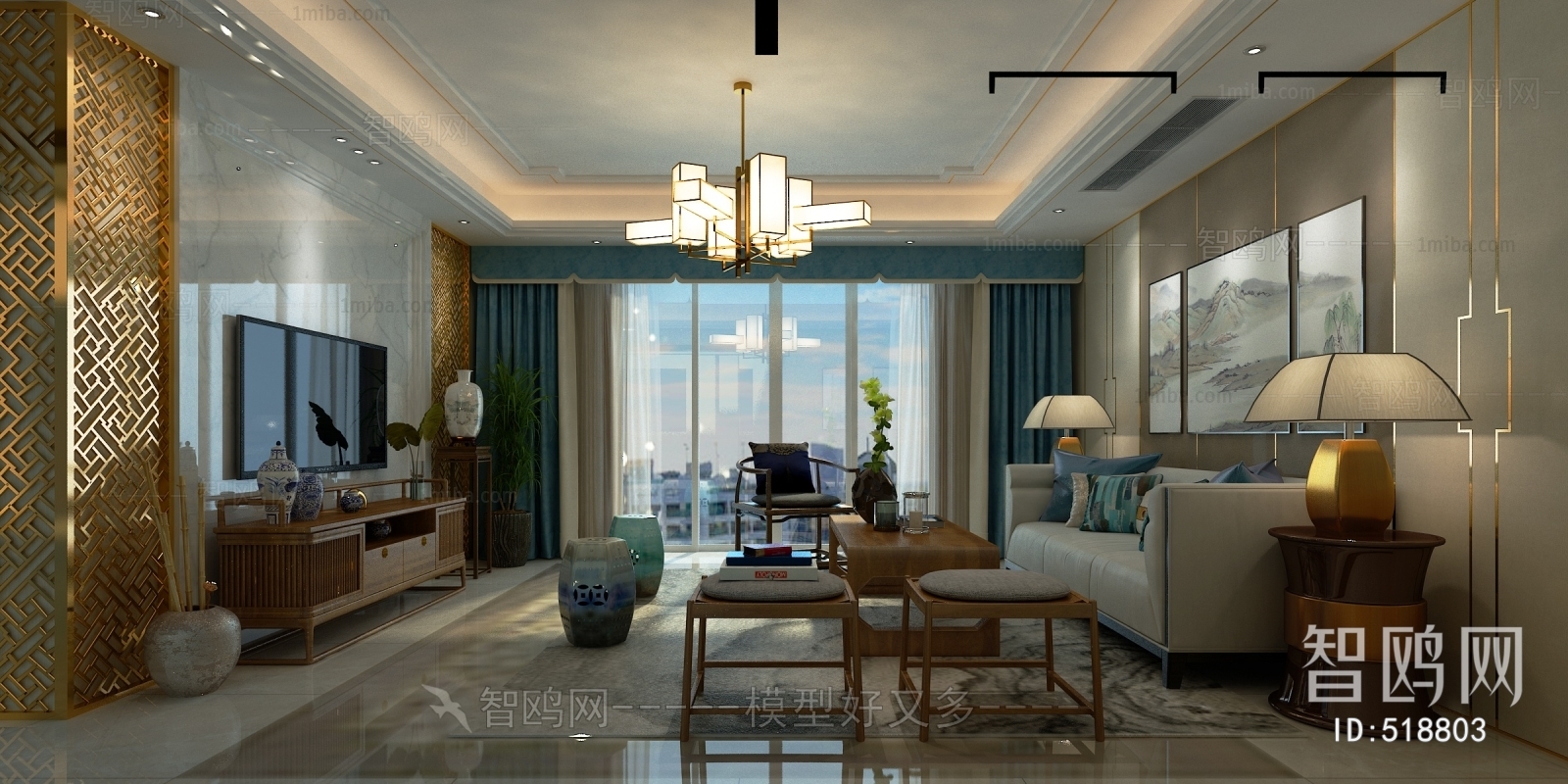 New Chinese Style A Living Room