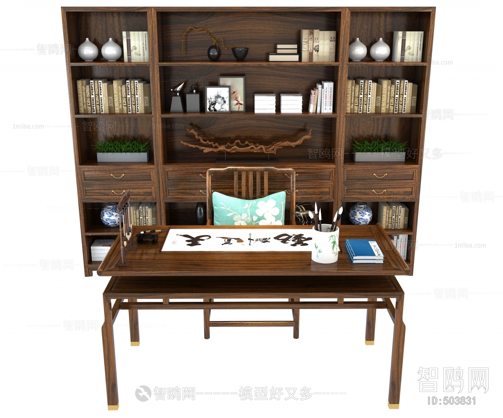 New Chinese Style Computer Desk And Chair