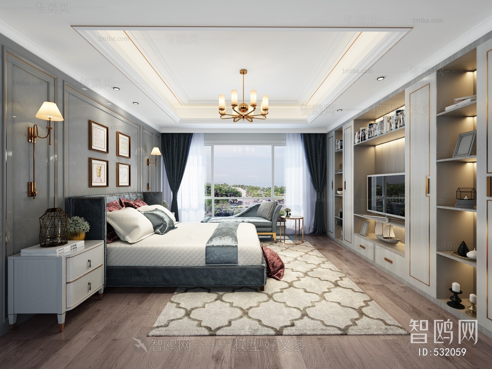 Simple European Style Bedroom