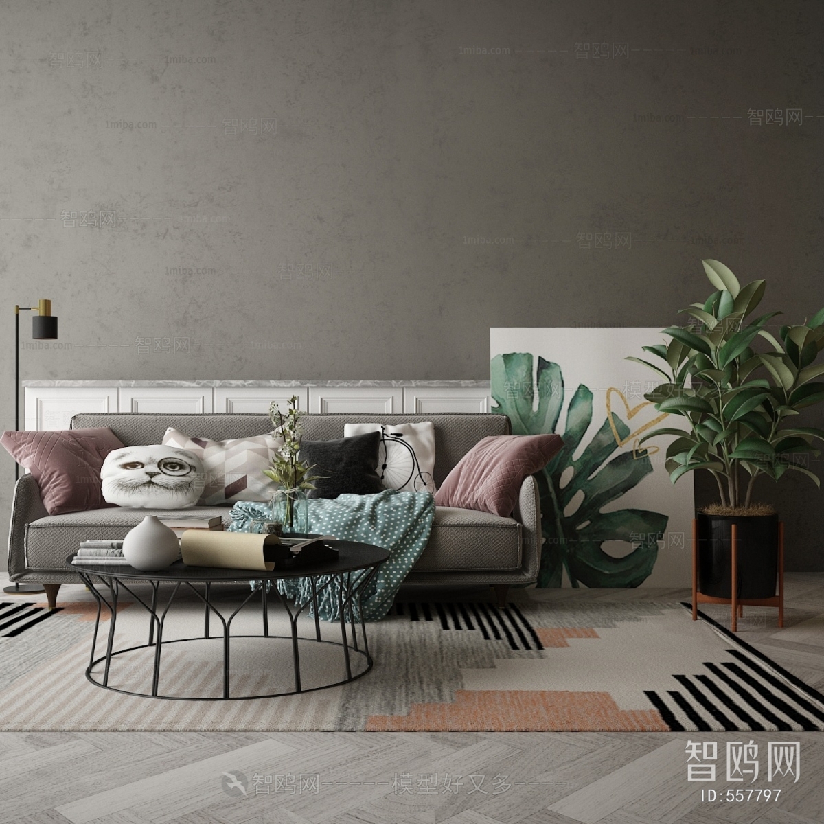 Nordic Style Three-seat Sofa