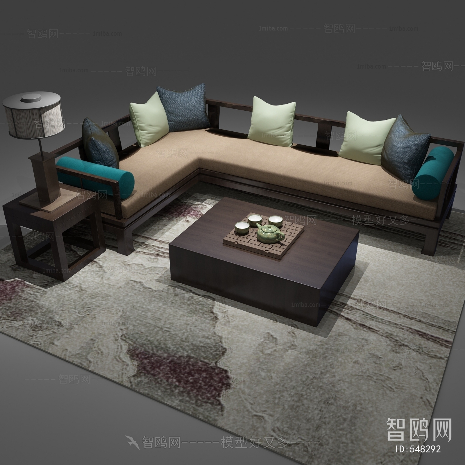 New Chinese Style Corner Sofa