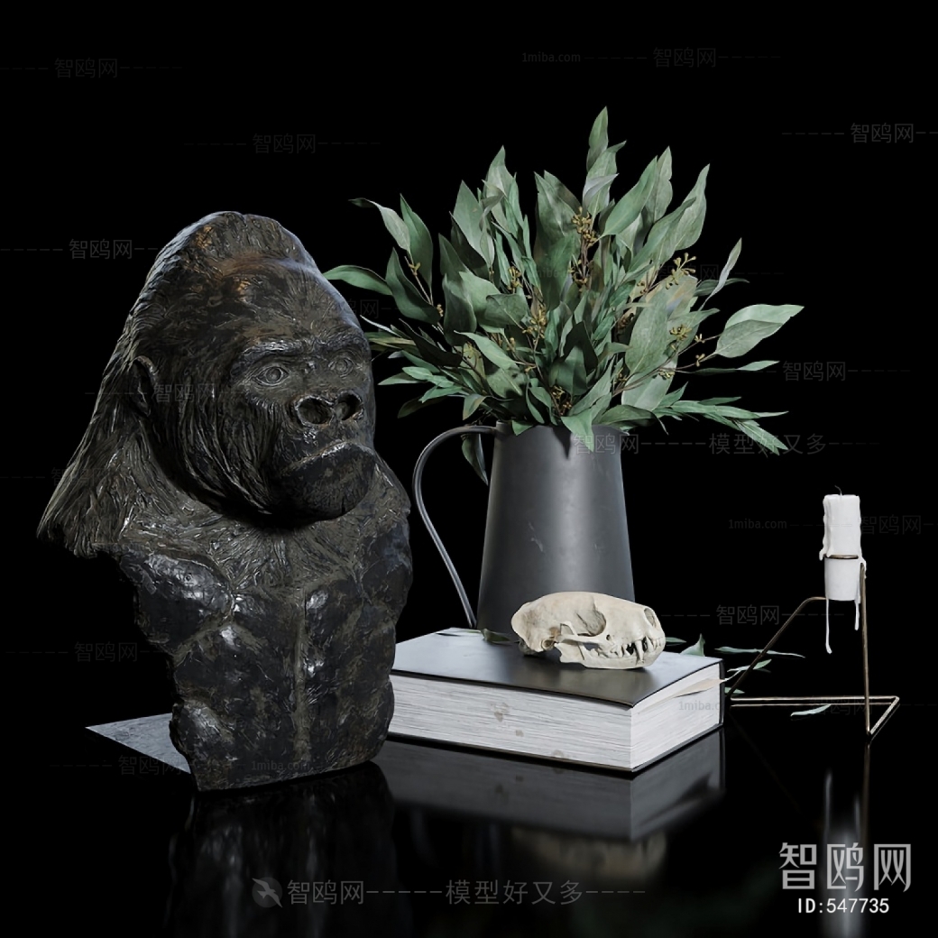 现代猩猩雕塑雕像花瓶摆件