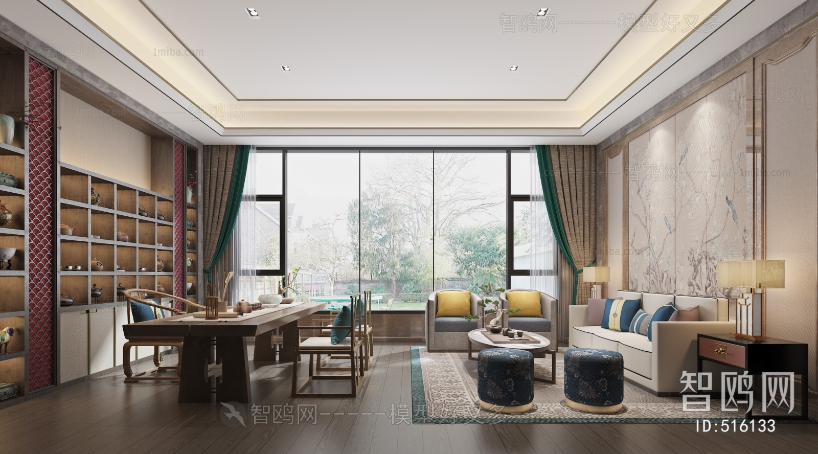 New Chinese Style Office Living Room