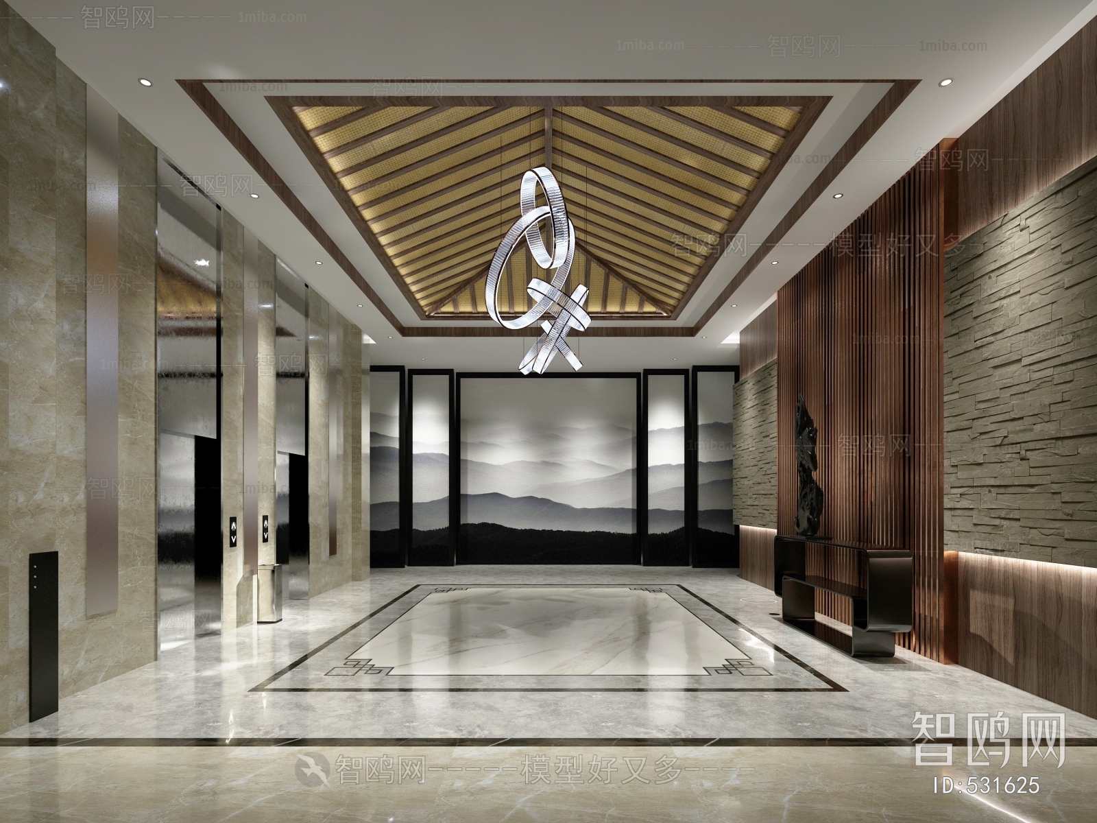 New Chinese Style Elevator Hall