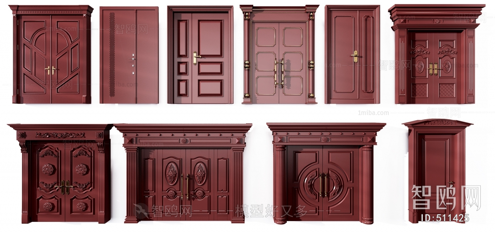 Simple European Style Unequal Double Door