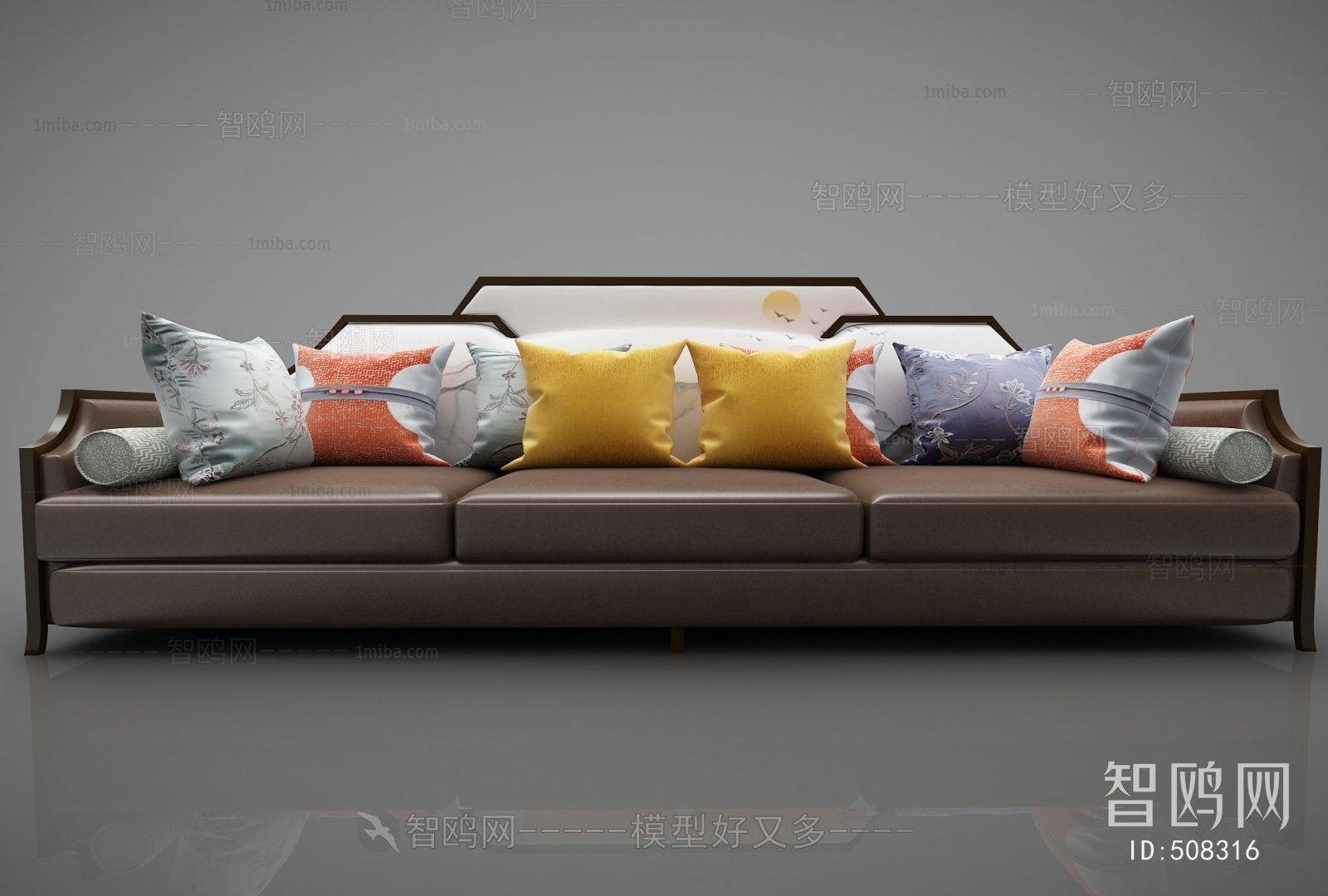 New Chinese Style Three-seat Sofa