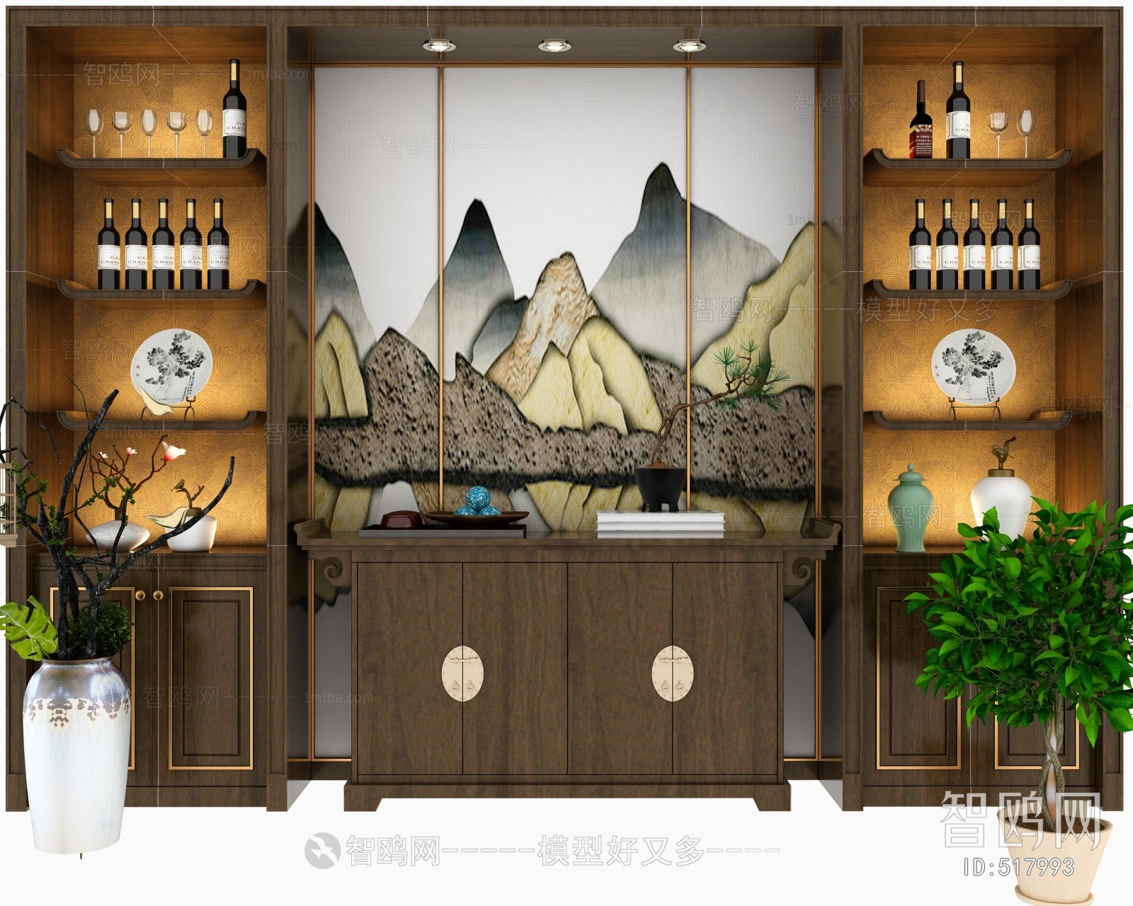 New Chinese Style Wine Cabinet