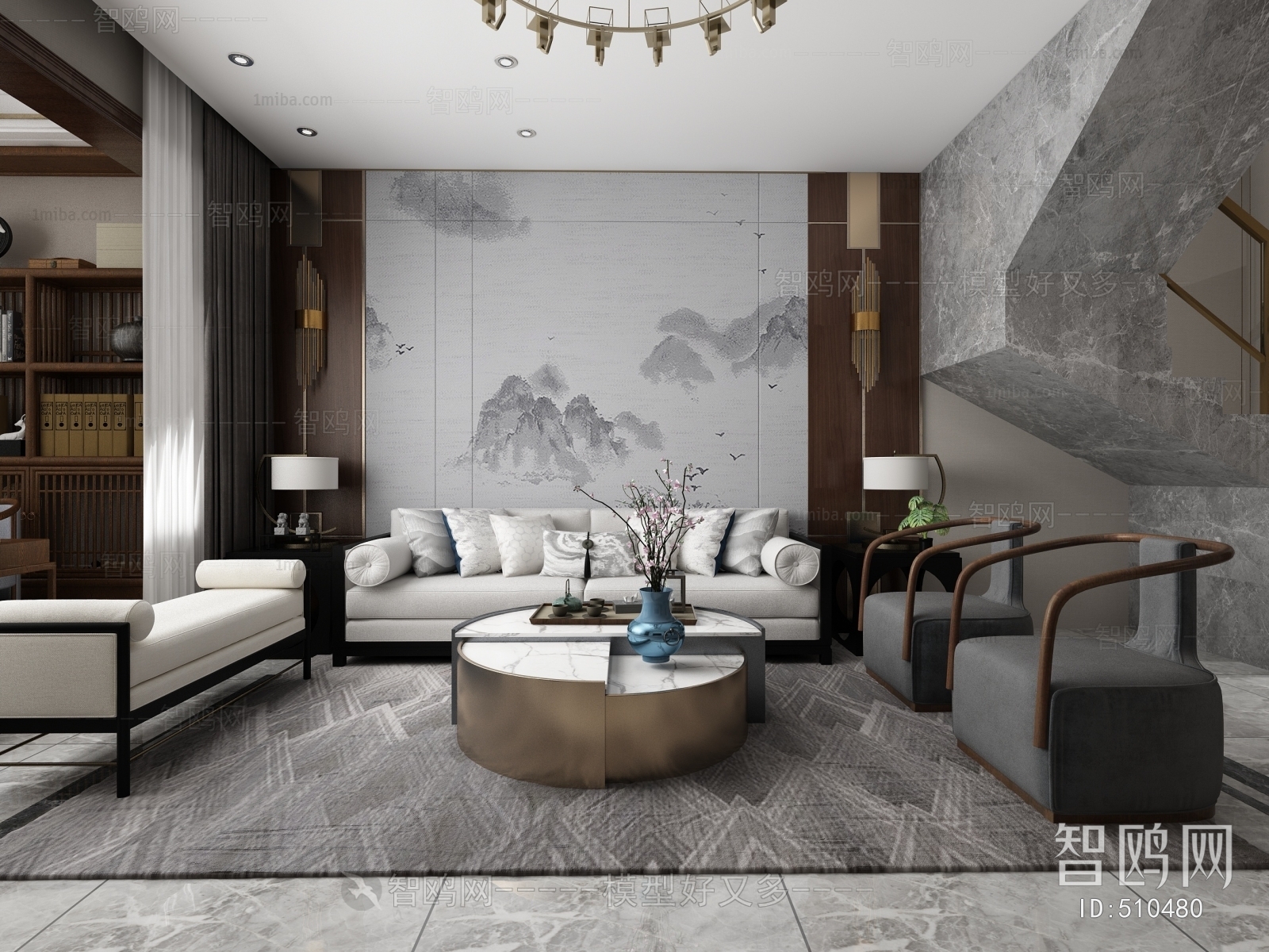 New Chinese Style A Living Room