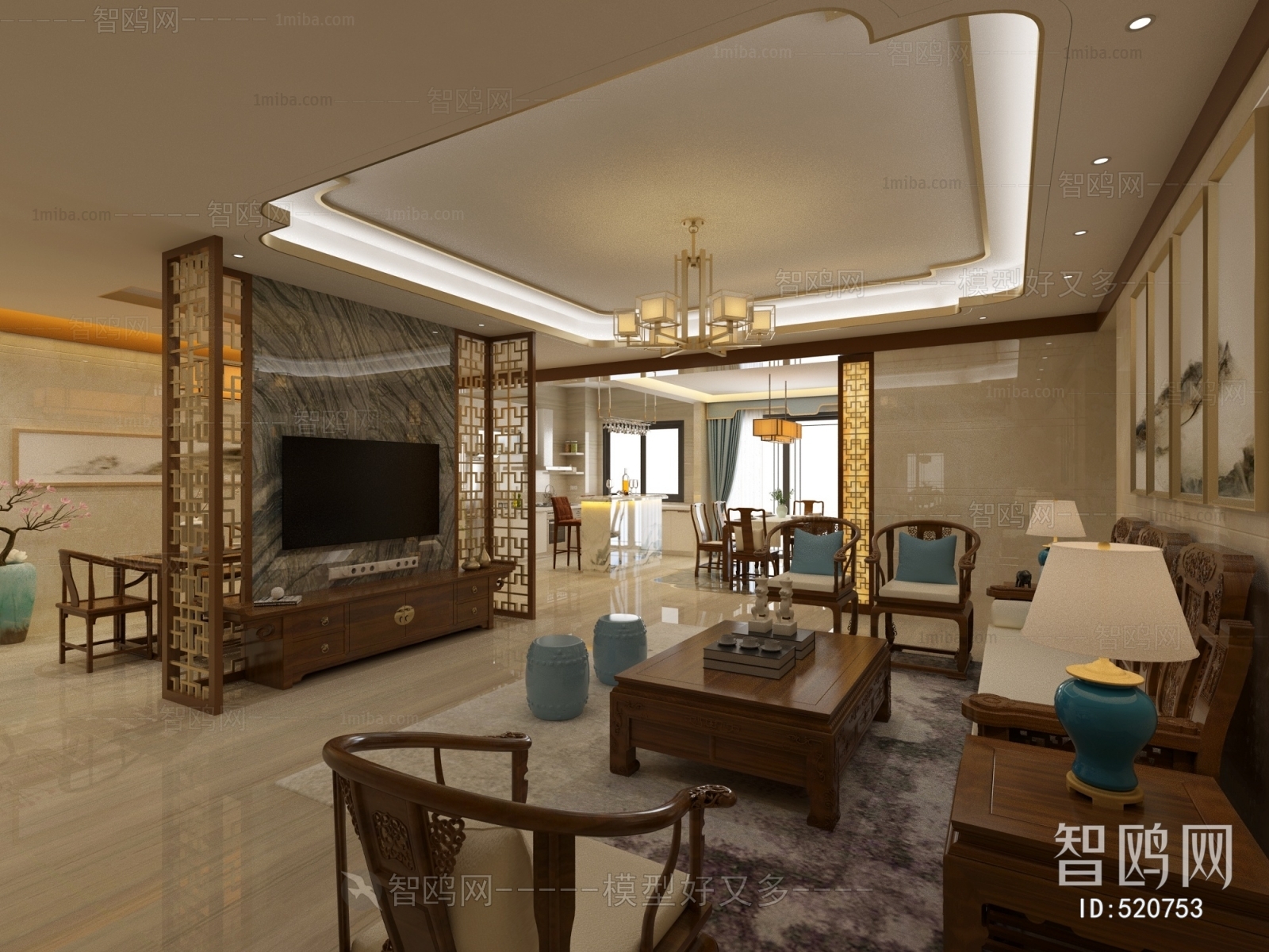 New Chinese Style A Living Room