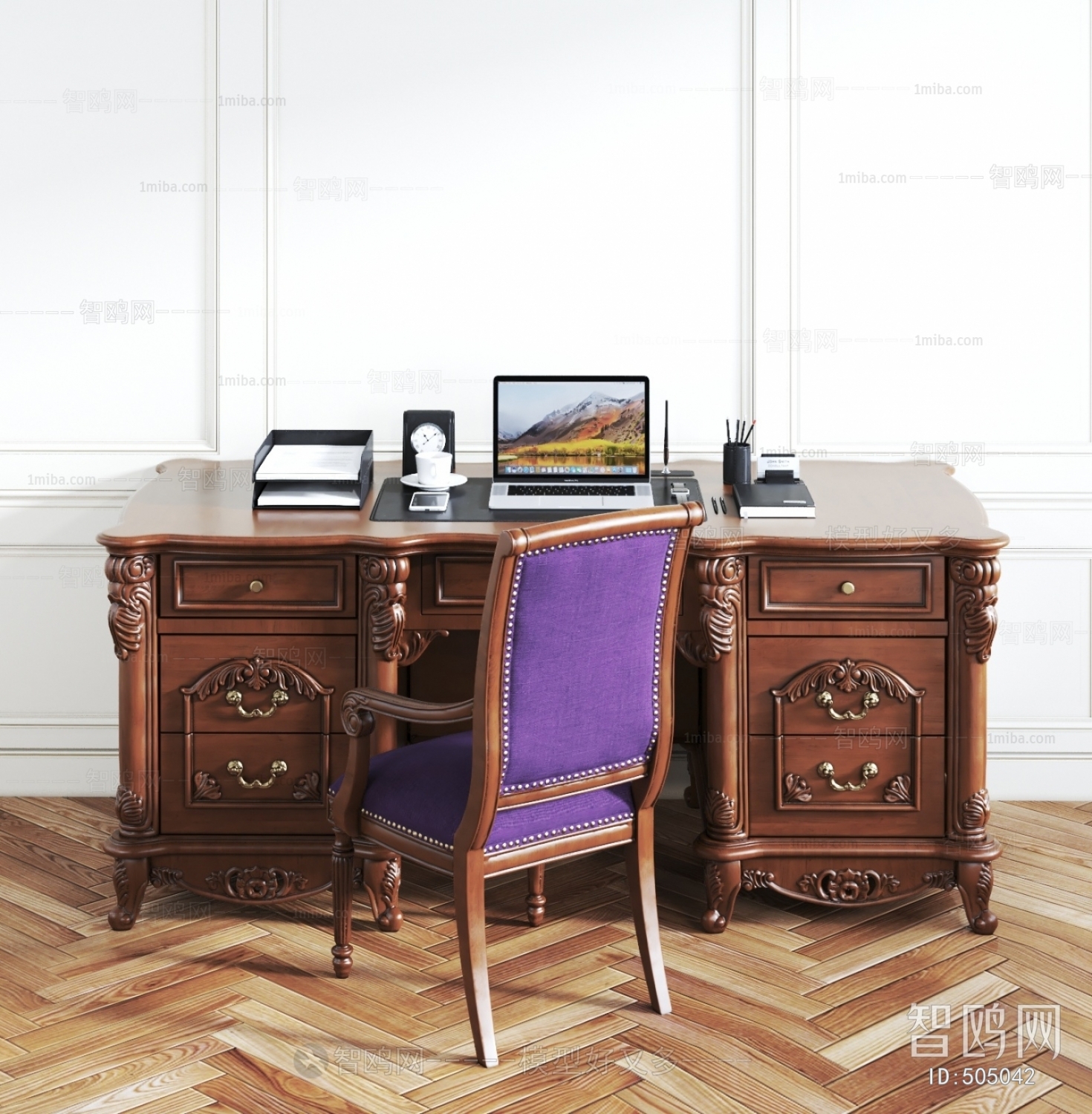 European Style Computer Desk And Chair