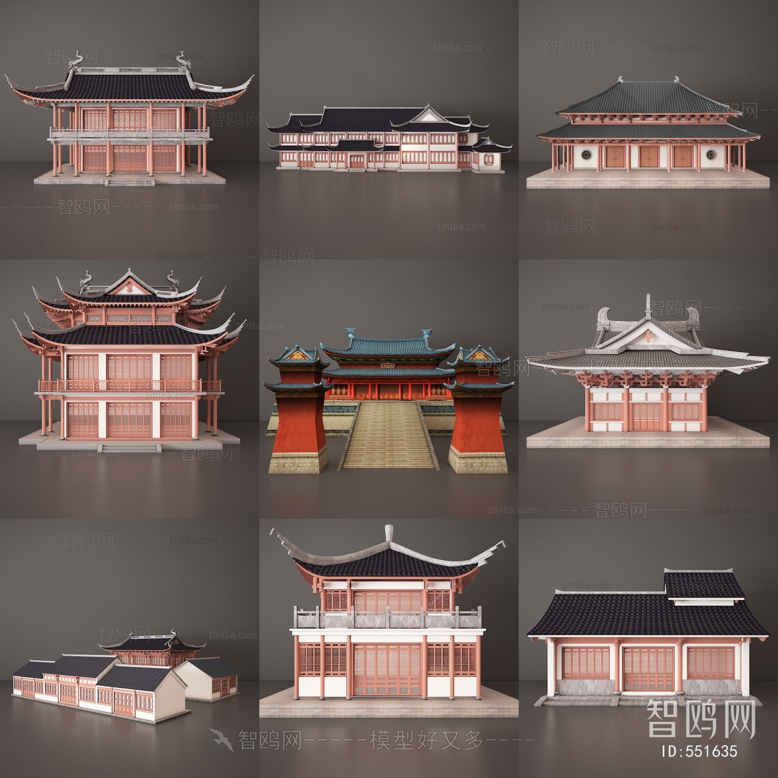 New Chinese Style Ancient Architectural Buildings