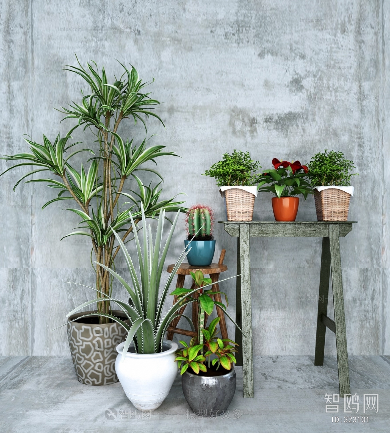 Modern Potted Green Plant