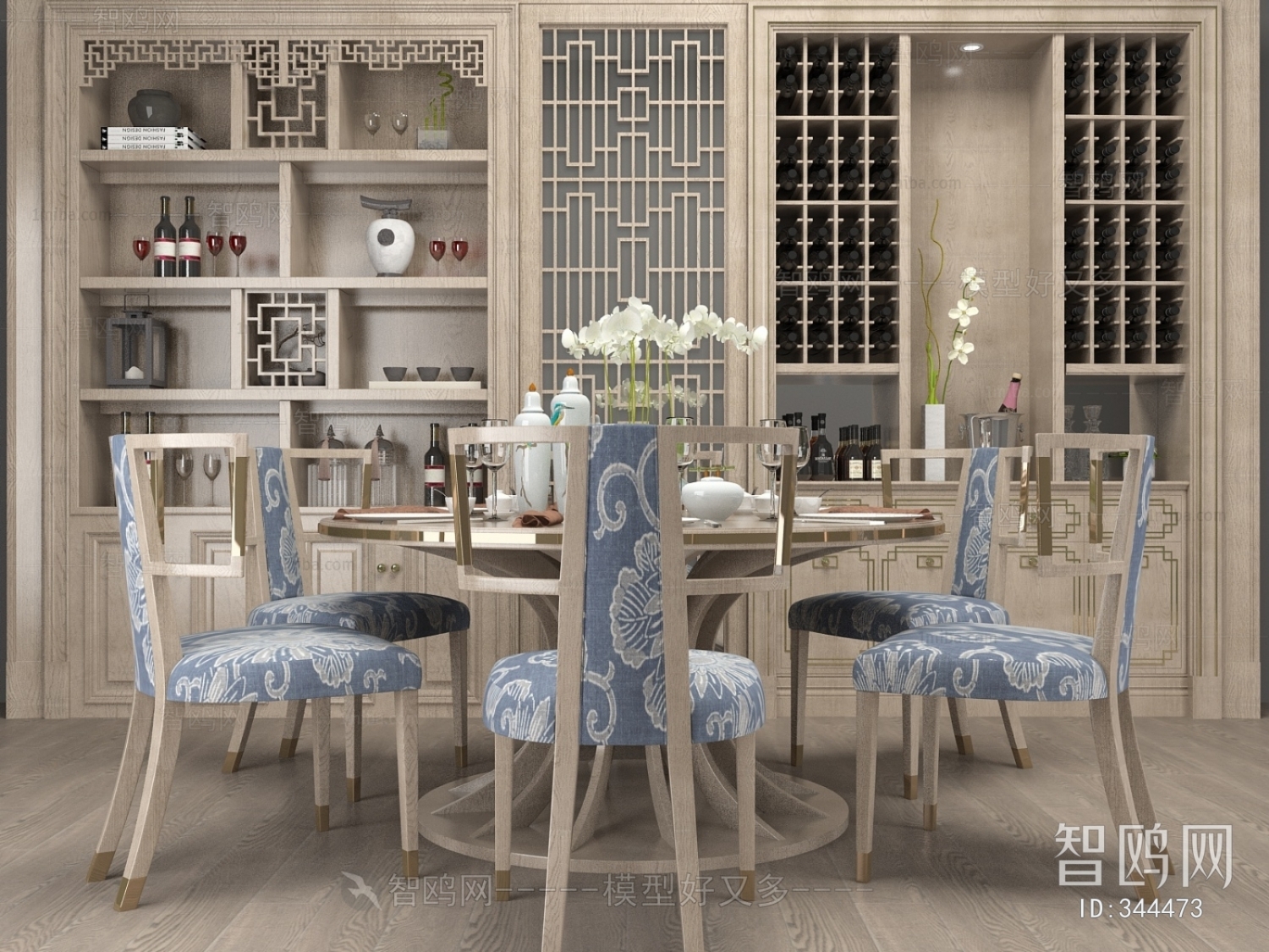 新中式餐桌椅酒柜