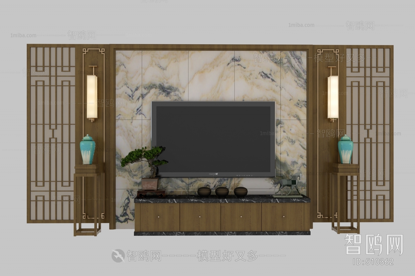 New Chinese Style TV Wall