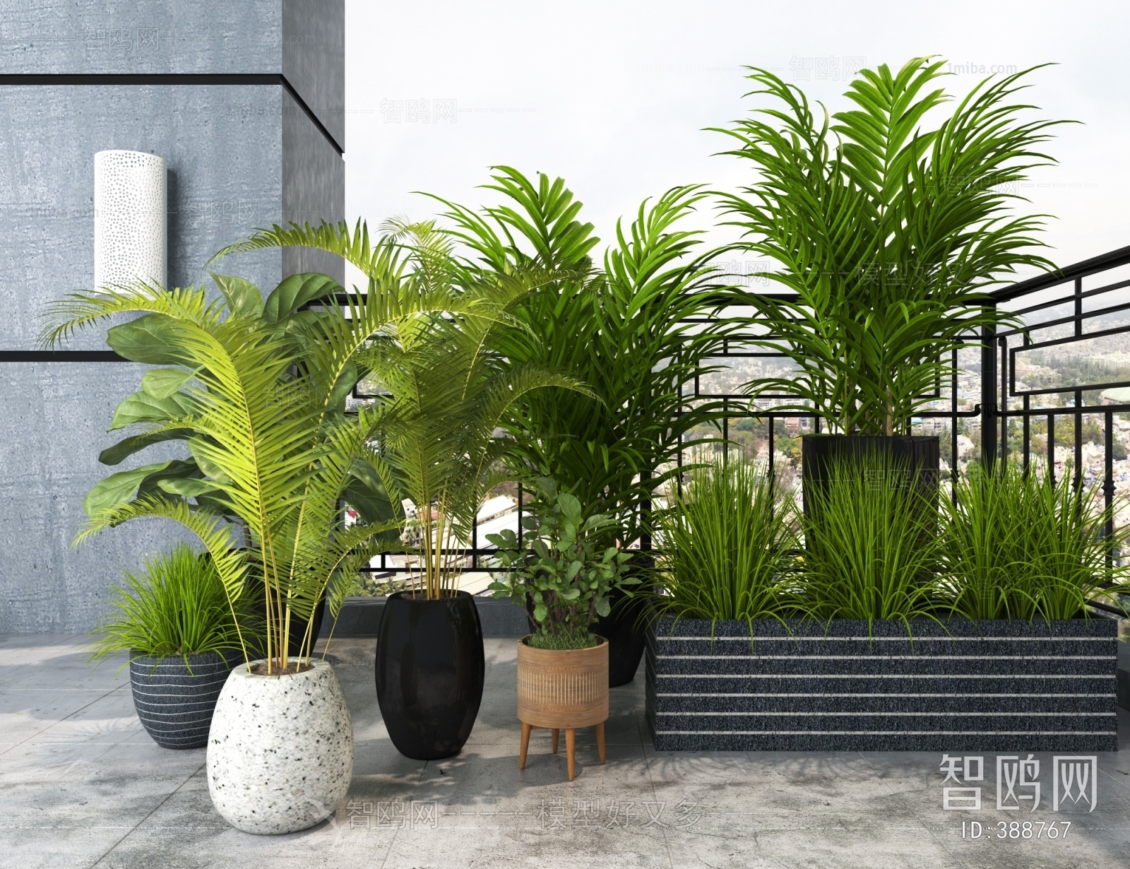 Modern Potted Green Plant