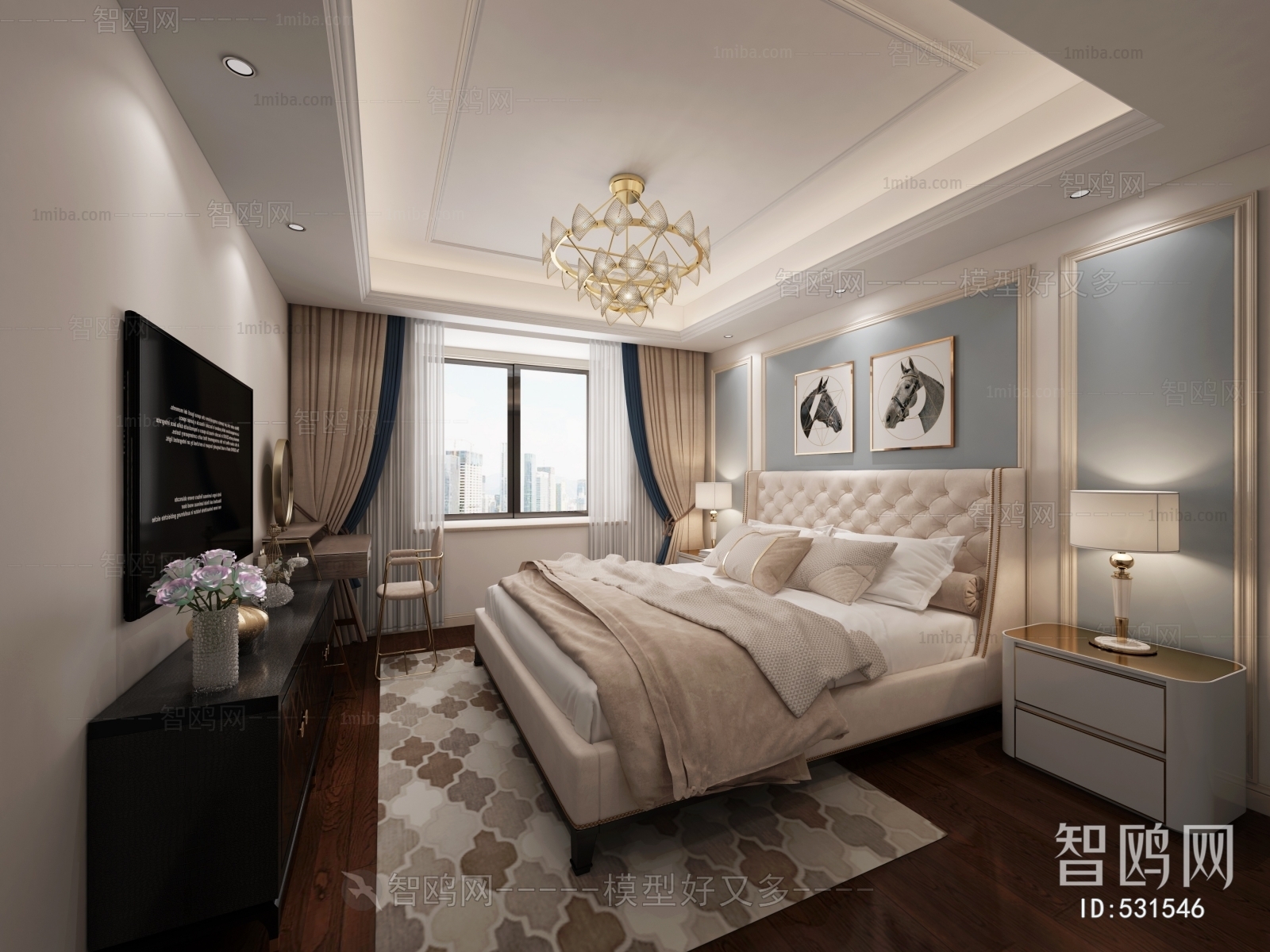 Simple European Style Bedroom