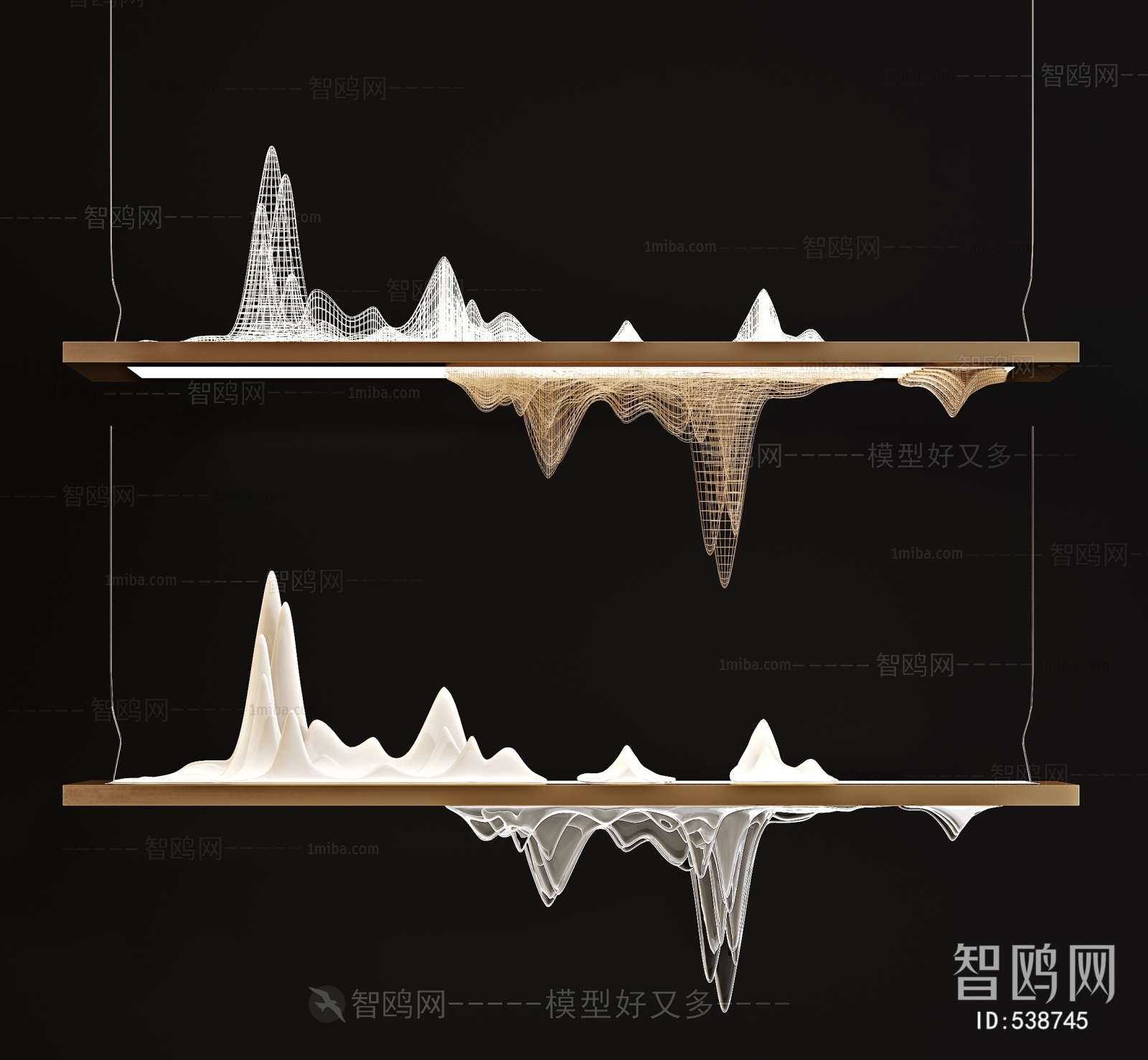 新中式山水吊灯组合
