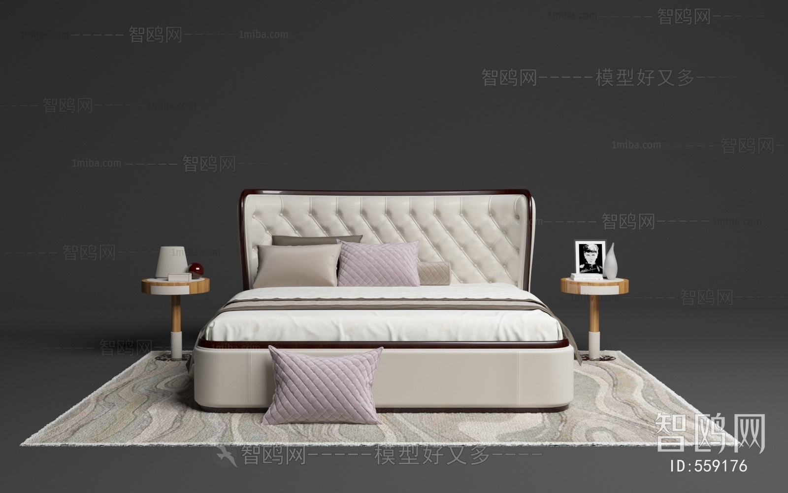 Simple European Style Double Bed