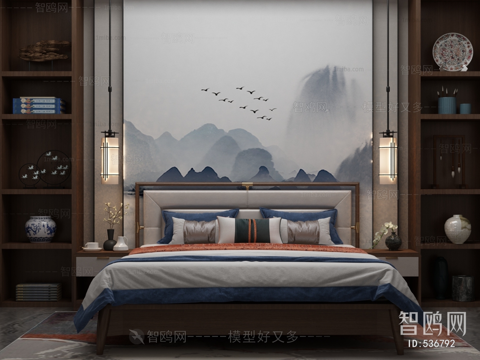 New Chinese Style Double Bed