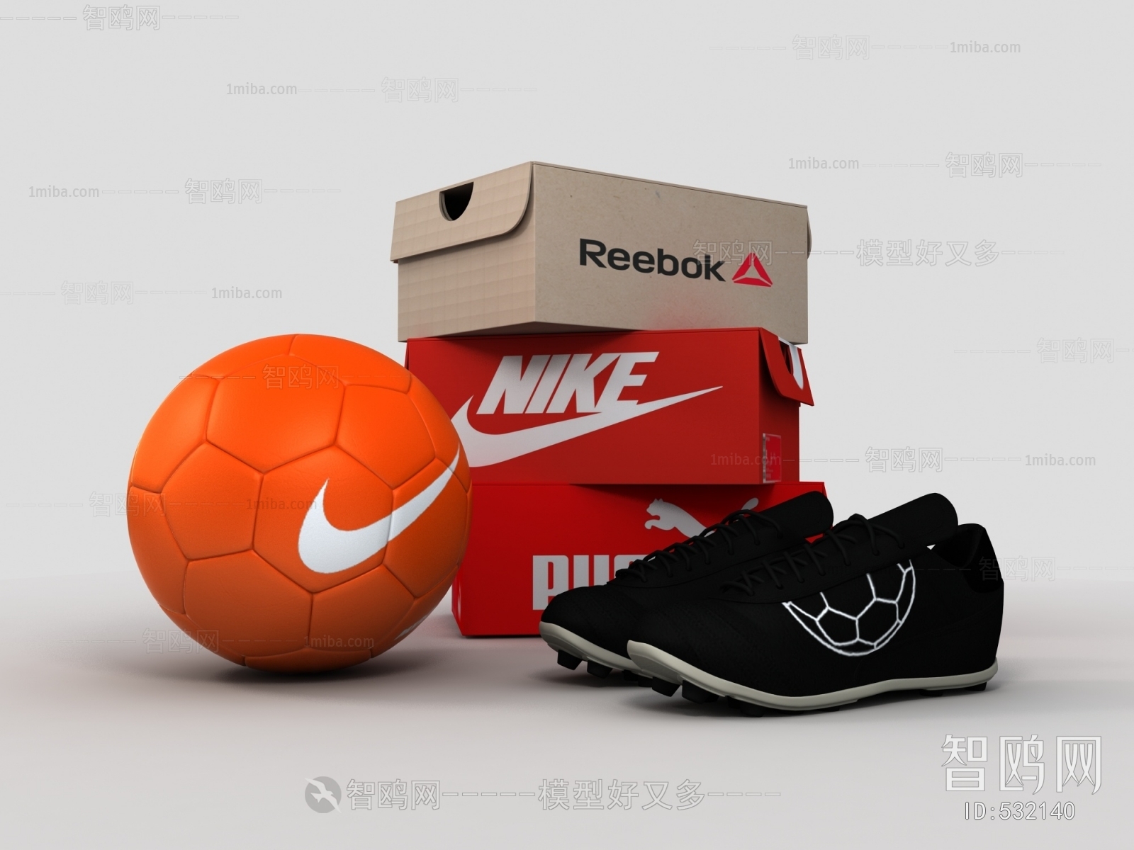 现代足球鞋盒足球鞋组合