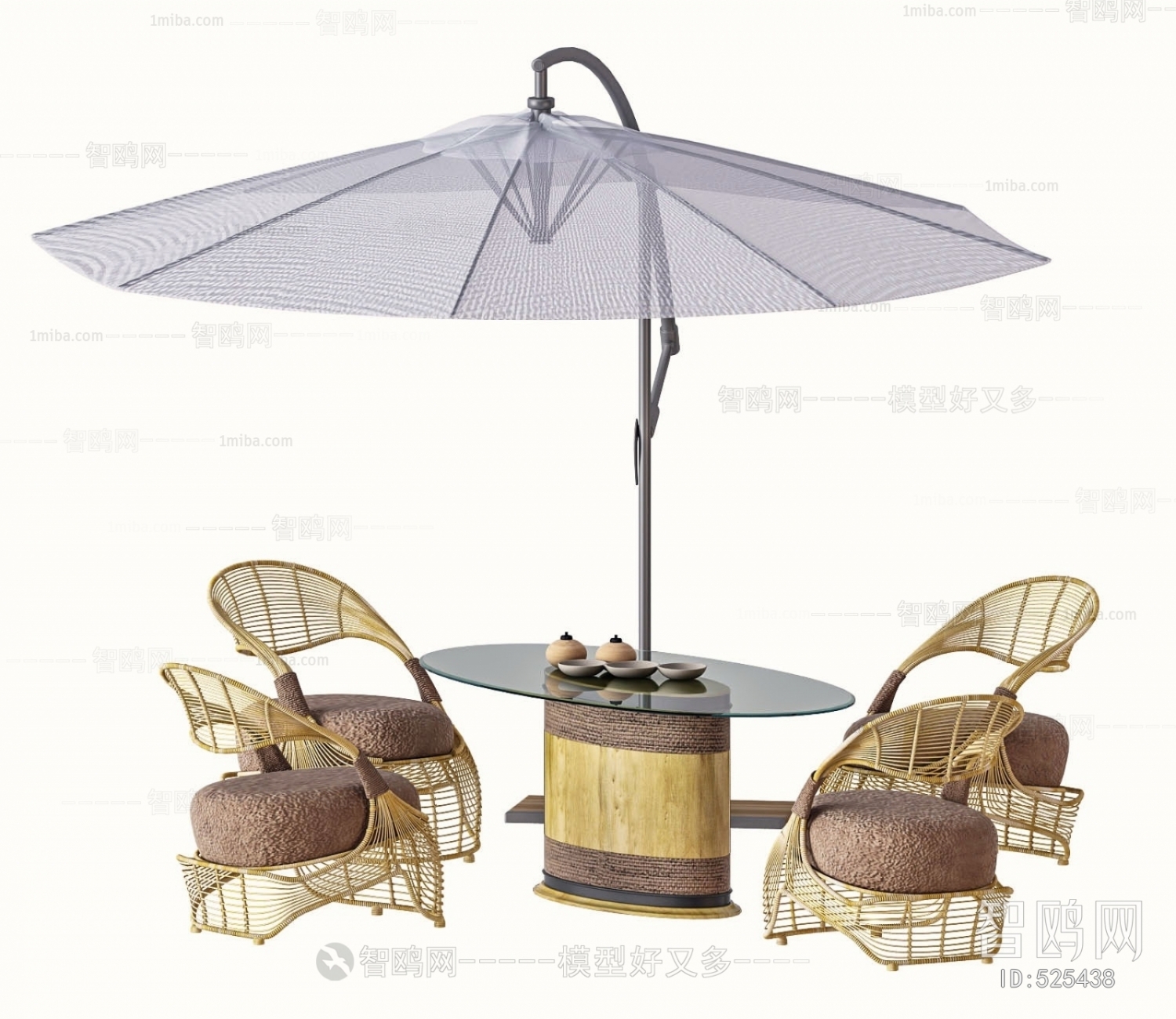 新中式户外桌椅遮阳伞组合