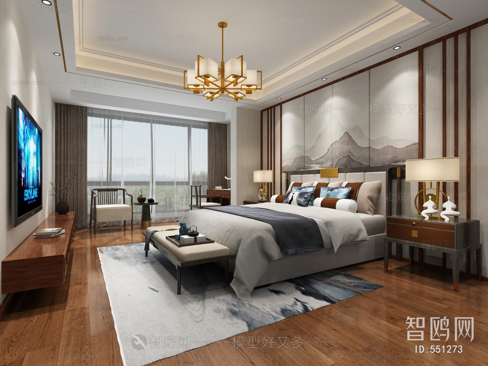 New Chinese Style Bedroom