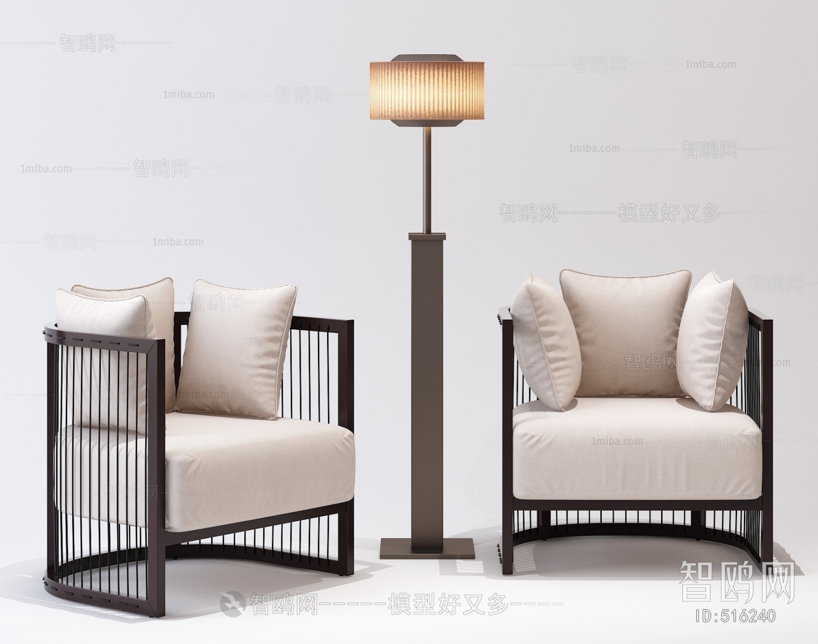 New Chinese Style Single Sofa