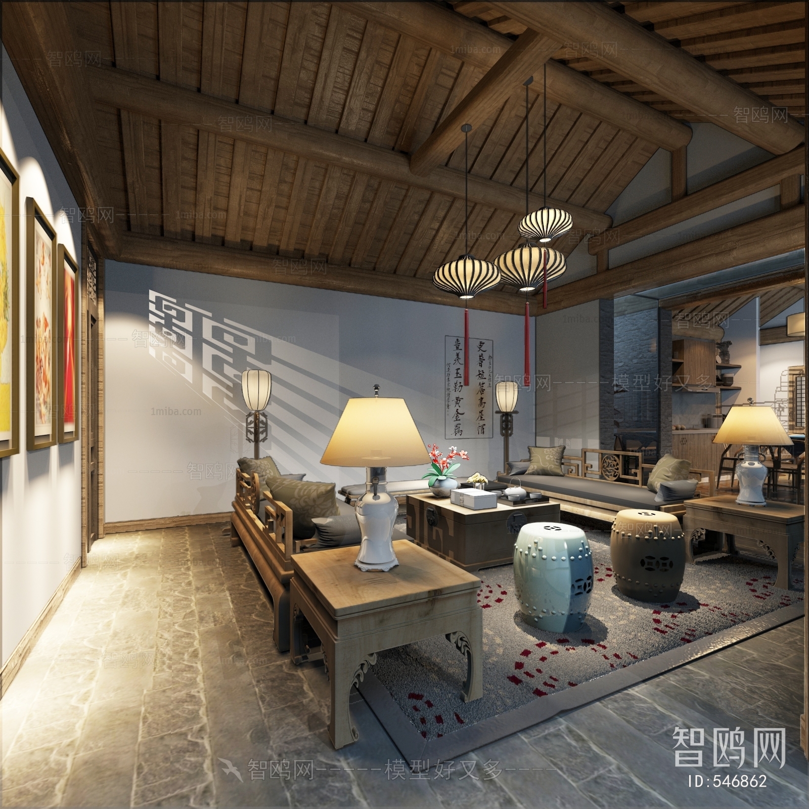 New Chinese Style A Living Room